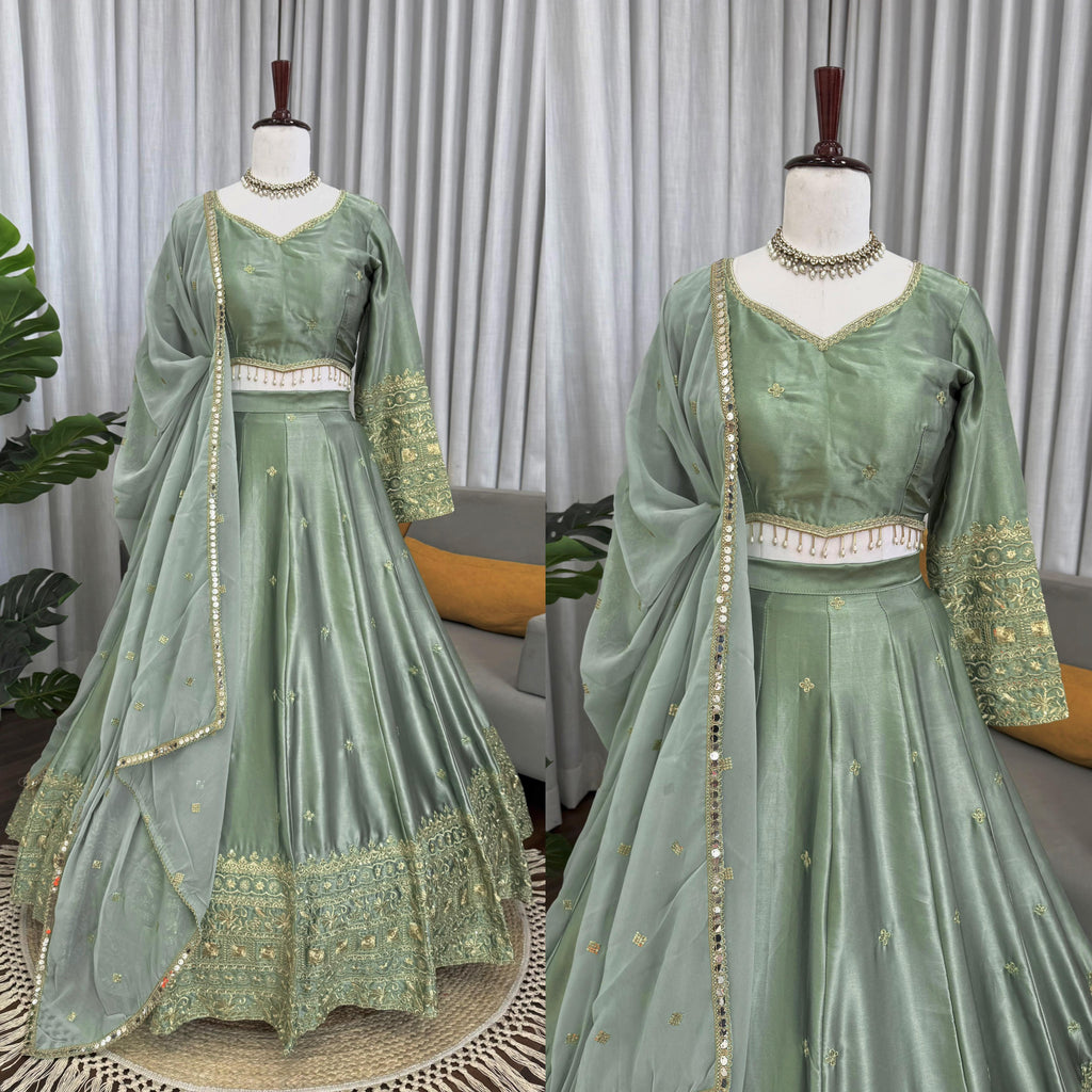 See This Japan Satin Silk Lehenga Choli with Sequence Embroidery