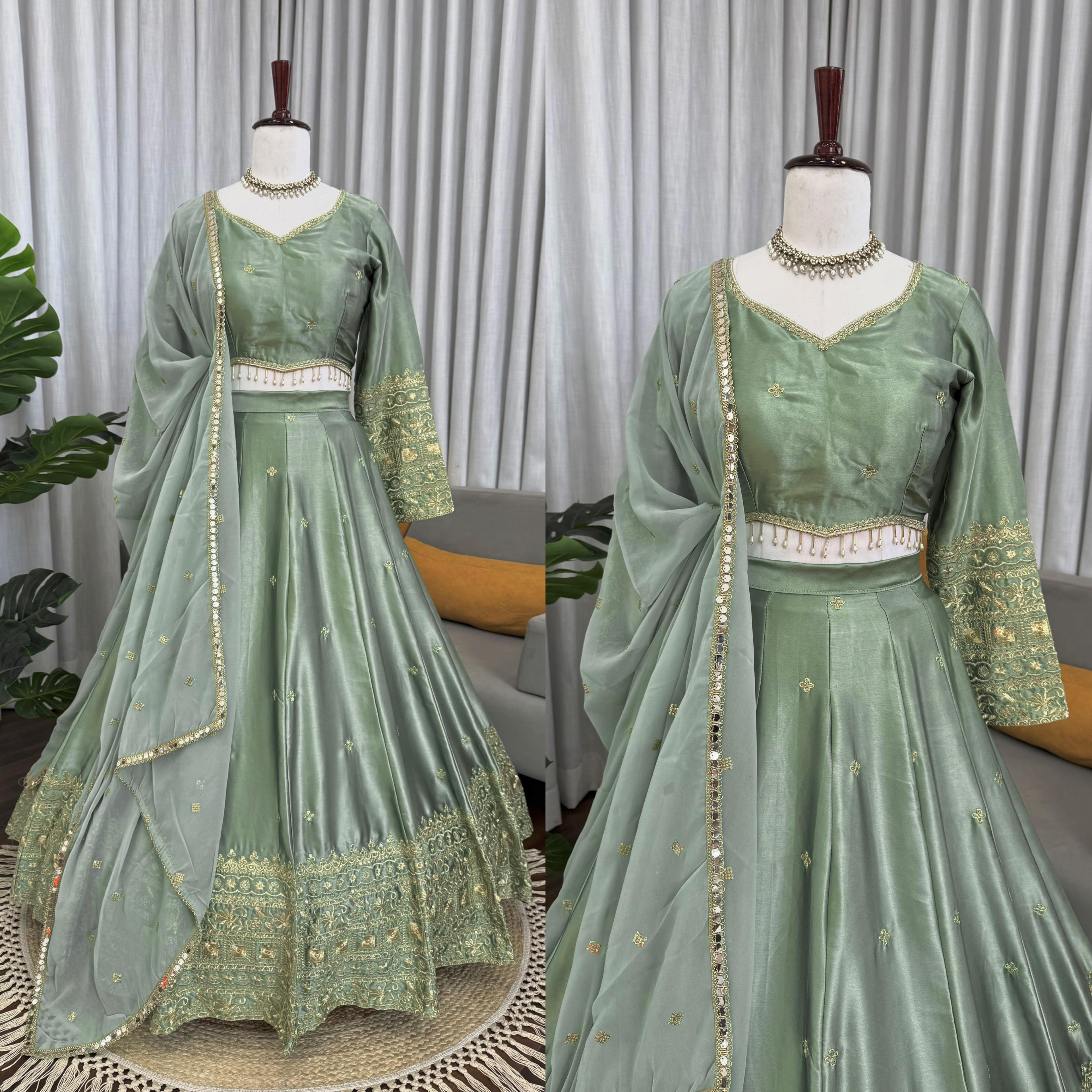 See This Japan Satin Silk Lehenga Choli with Sequence Embroidery