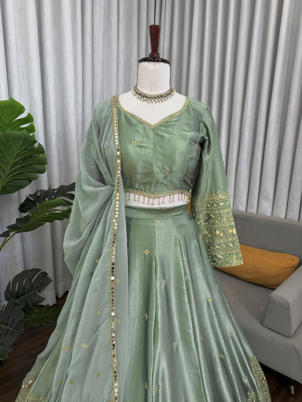 See This Japan Satin Silk Lehenga Choli with Sequence Embroidery