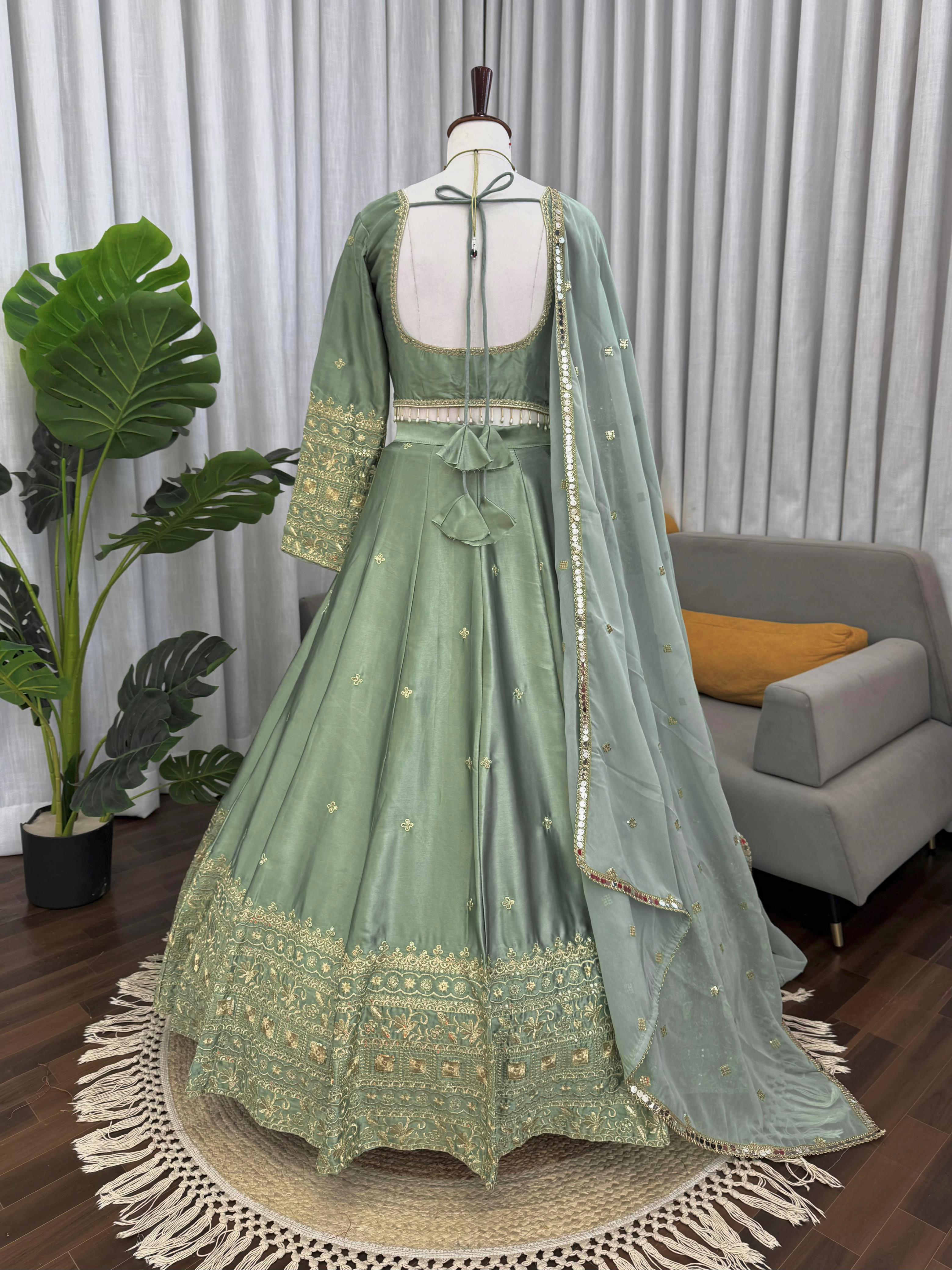See This Japan Satin Silk Lehenga Choli with Sequence Embroidery