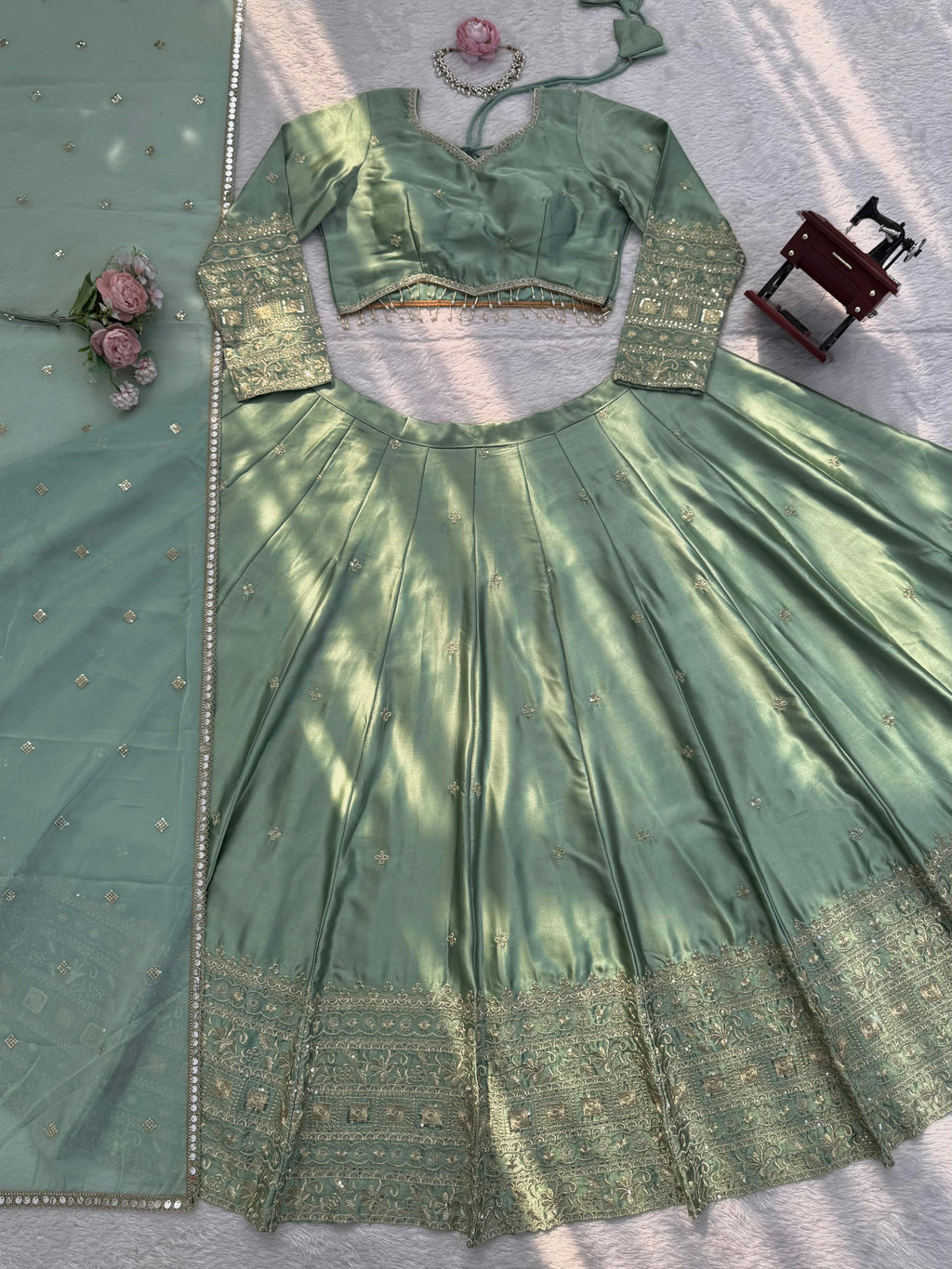 See This Japan Satin Silk Lehenga Choli with Sequence Embroidery