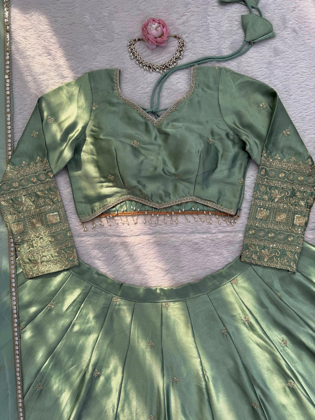 See This Japan Satin Silk Lehenga Choli with Sequence Embroidery