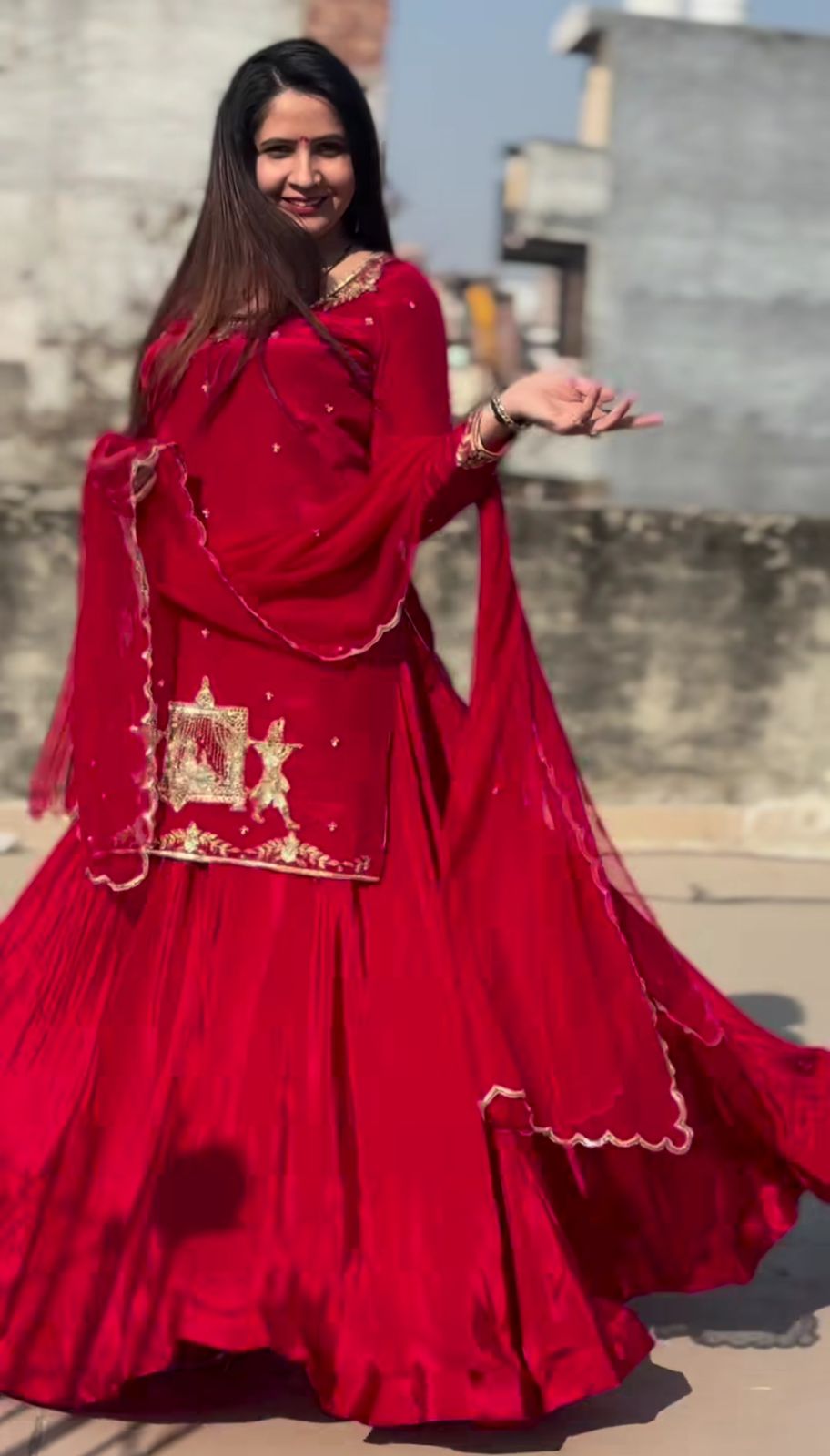 Natural Crepe Silk Flared Top-Lehenga Set with Heavy Sequence Embroidery