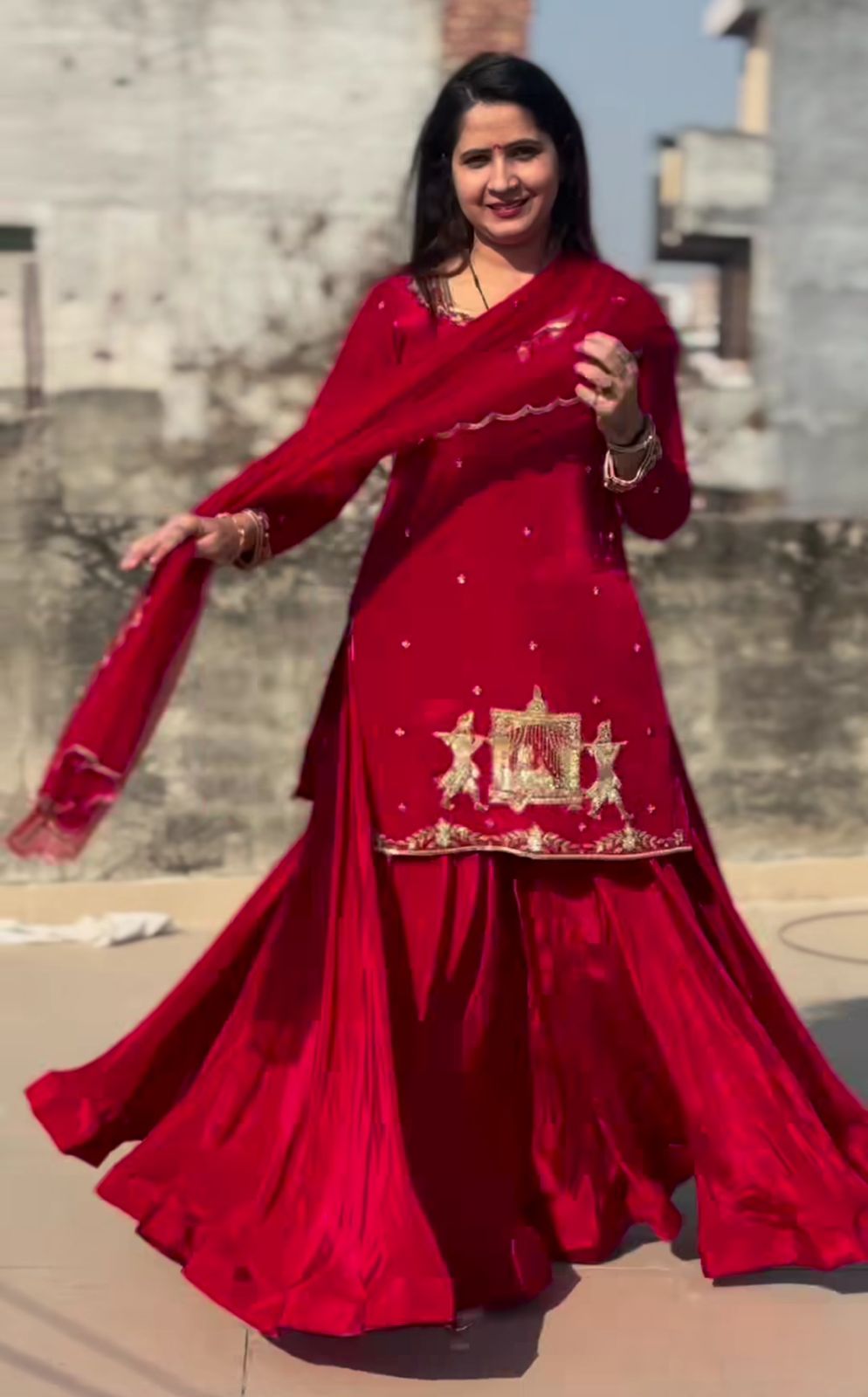 Natural Crepe Silk Flared Top-Lehenga Set with Heavy Sequence Embroidery
