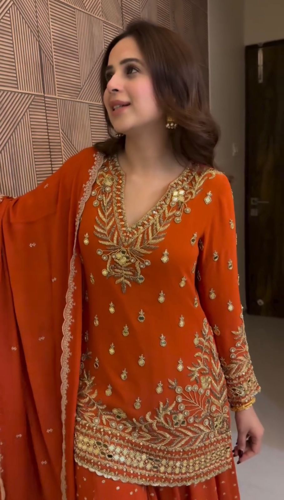 Designer Sharara Set Crafted in Classy Tones with Premium Fabric & Detailing (Other Size Deatails Are in Description)