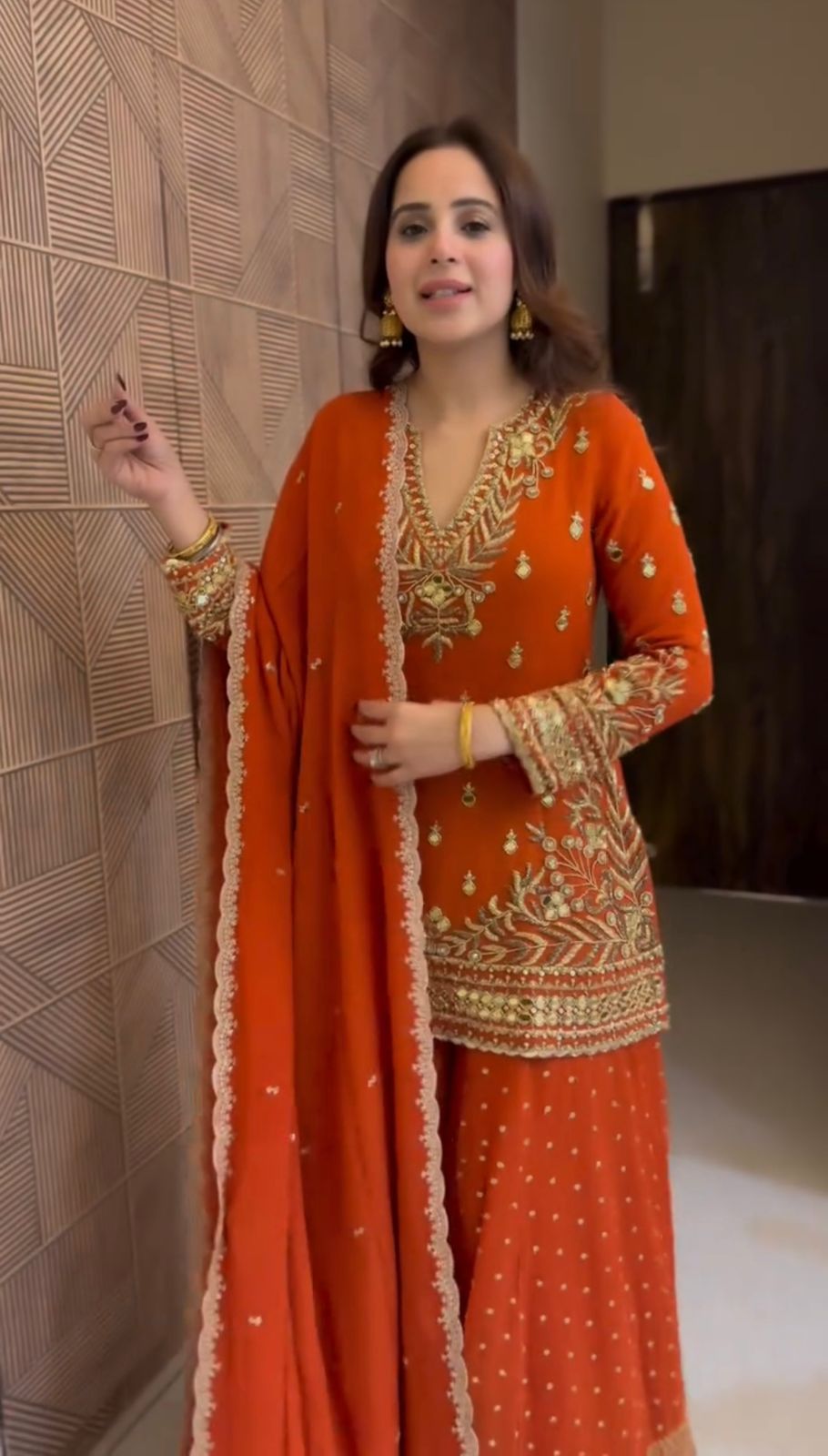 Designer Sharara Set Crafted in Classy Tones with Premium Fabric & Detailing (Other Size Deatails Are in Description)