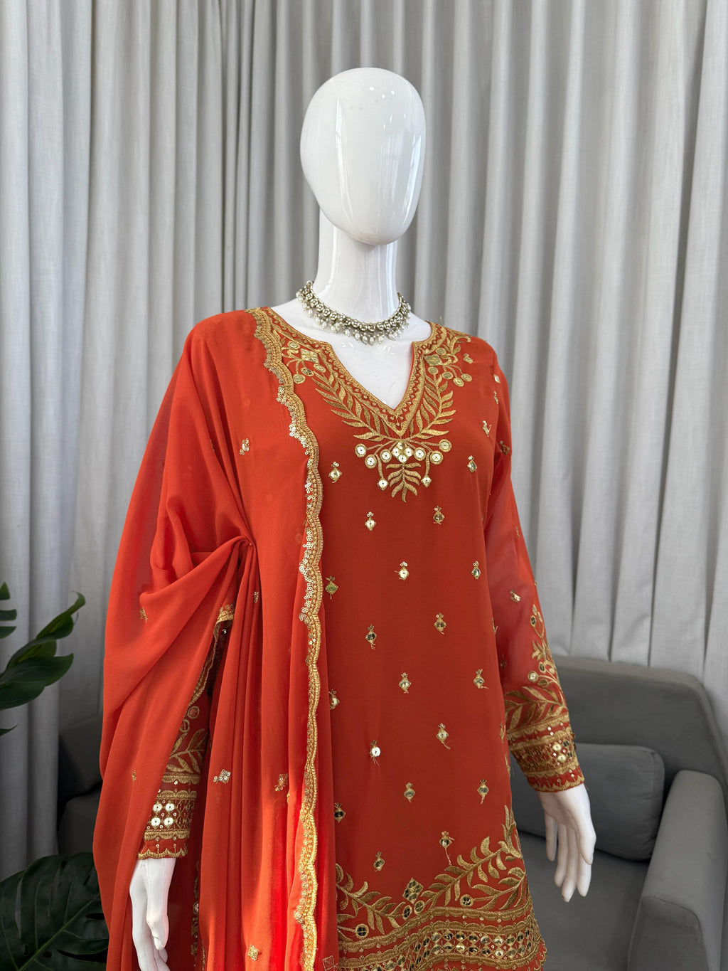 Designer Sharara Set Crafted in Classy Tones with Premium Fabric & Detailing (Other Size Deatails Are in Description)