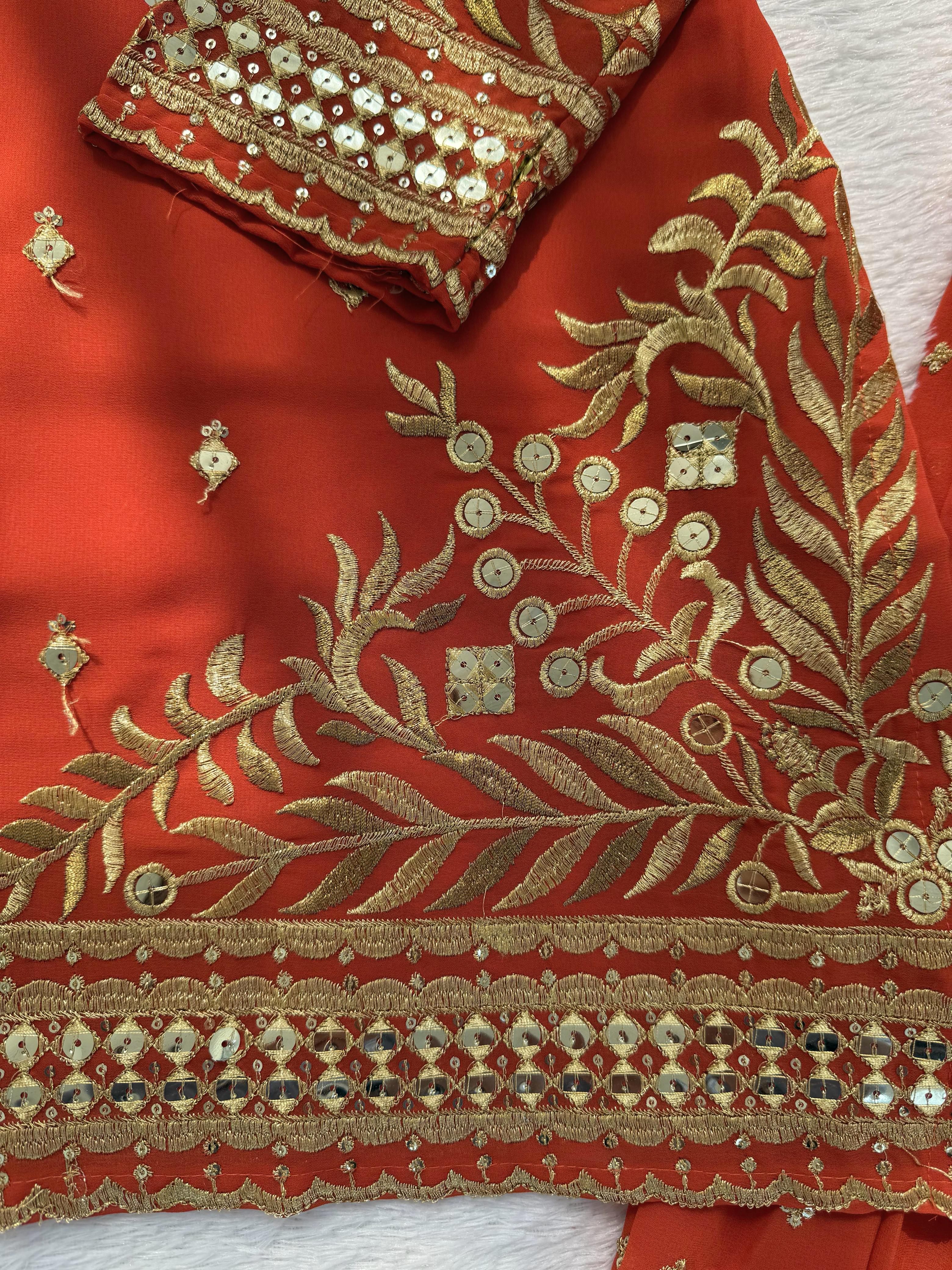 Designer Sharara Set Crafted in Classy Tones with Premium Fabric & Detailing (Other Size Deatails Are in Description)
