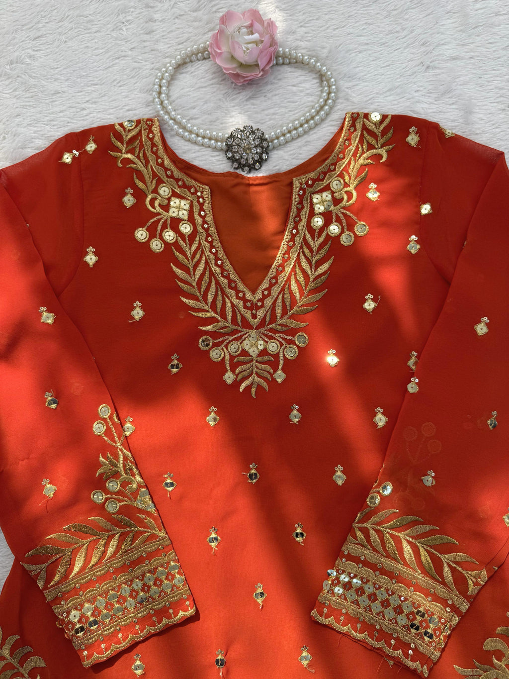Designer Sharara Set Crafted in Classy Tones with Premium Fabric & Detailing (Other Size Deatails Are in Description)