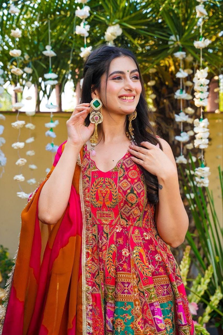 Buy This Exquisite Printed Chinon Wedding Gown Set