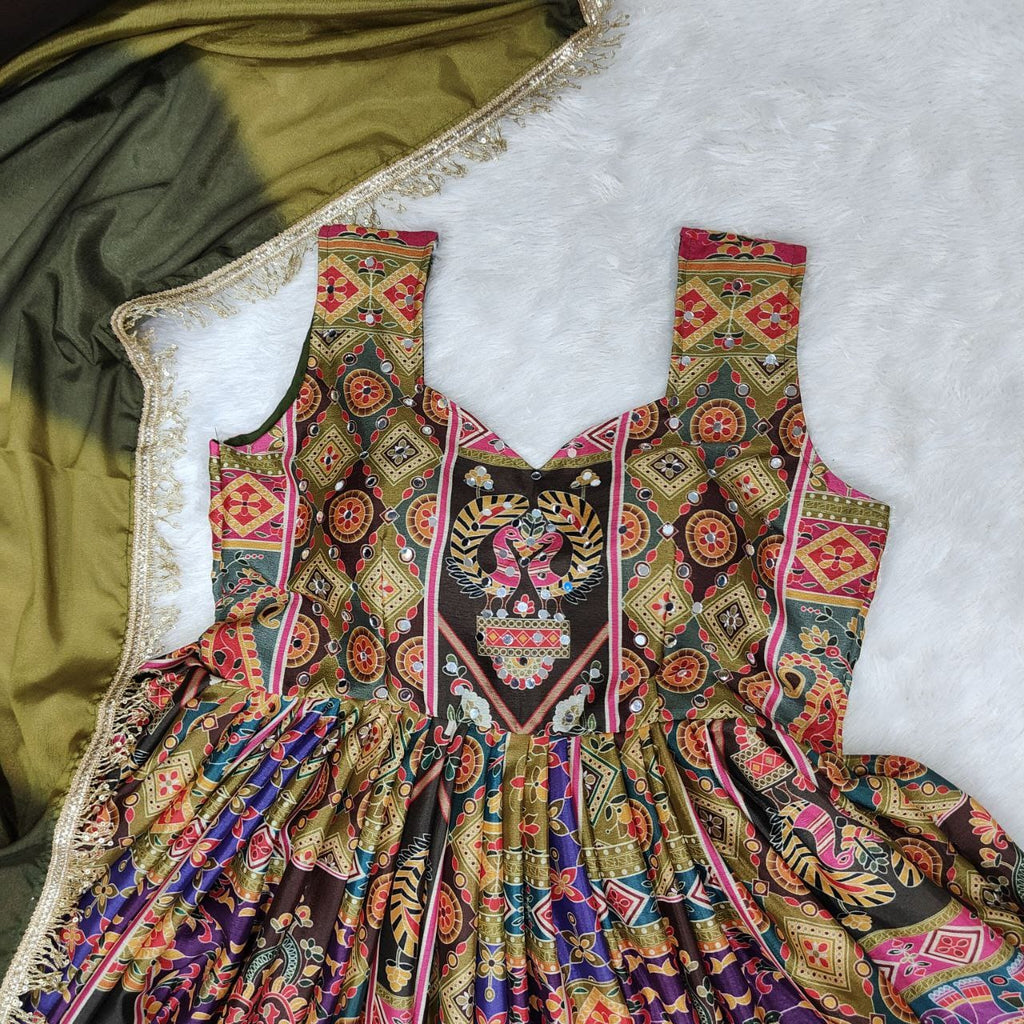 Buy This Exquisite Printed Chinon Wedding Gown Set