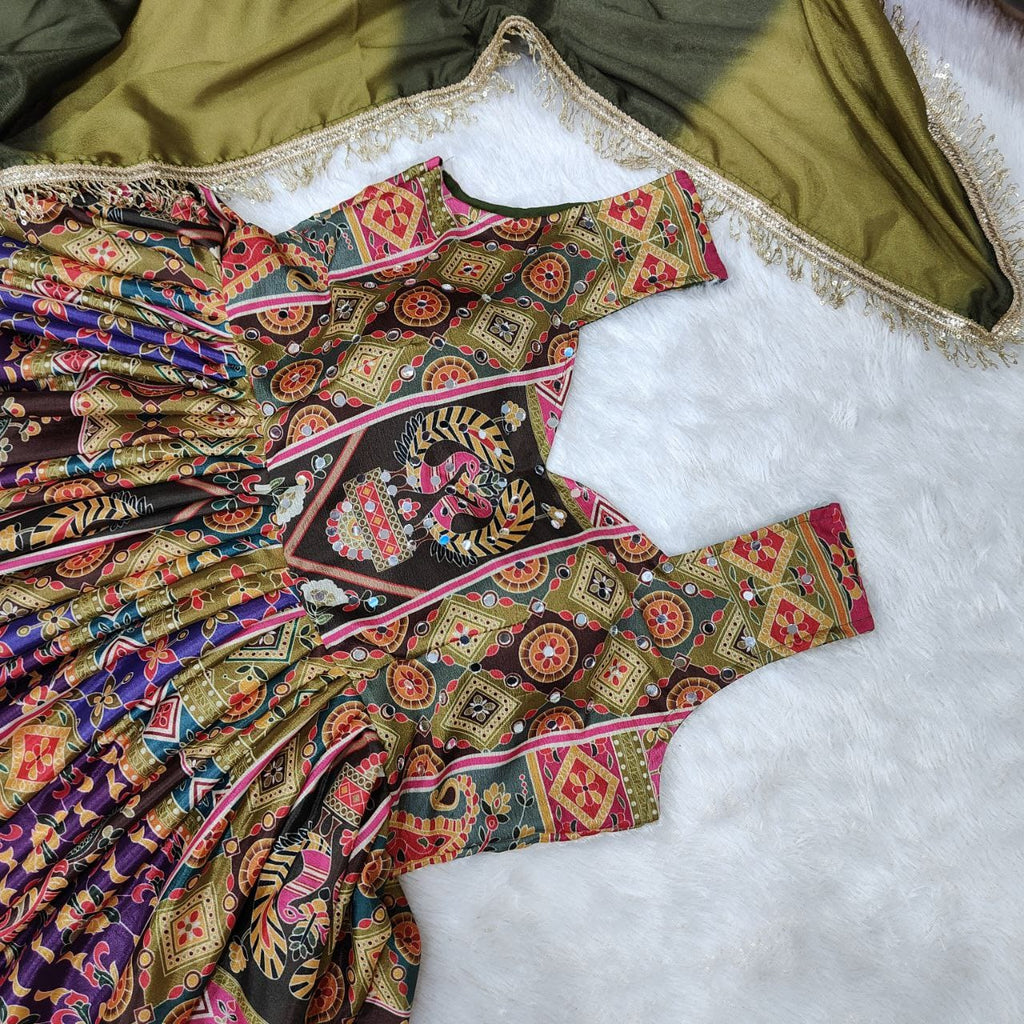 Buy This Exquisite Printed Chinon Wedding Gown Set
