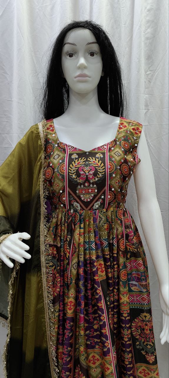 Buy This Exquisite Printed Chinon Wedding Gown Set