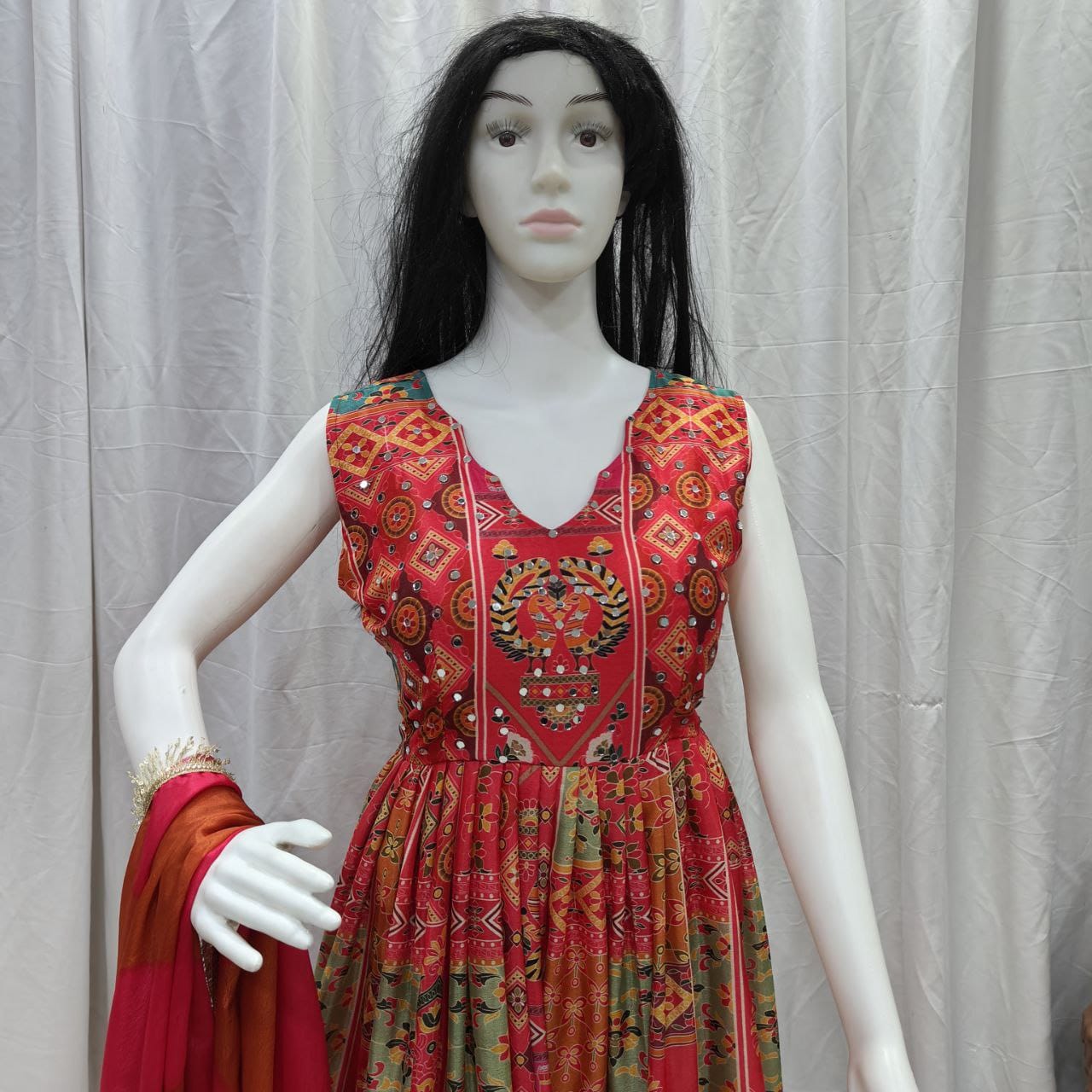 Buy This Exquisite Printed Chinon Wedding Gown Set