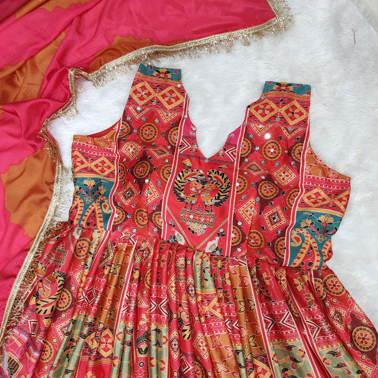 Buy This Exquisite Printed Chinon Wedding Gown Set