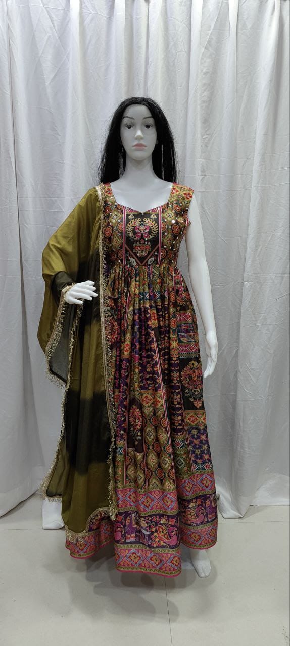 Buy This Exquisite Printed Chinon Wedding Gown Set