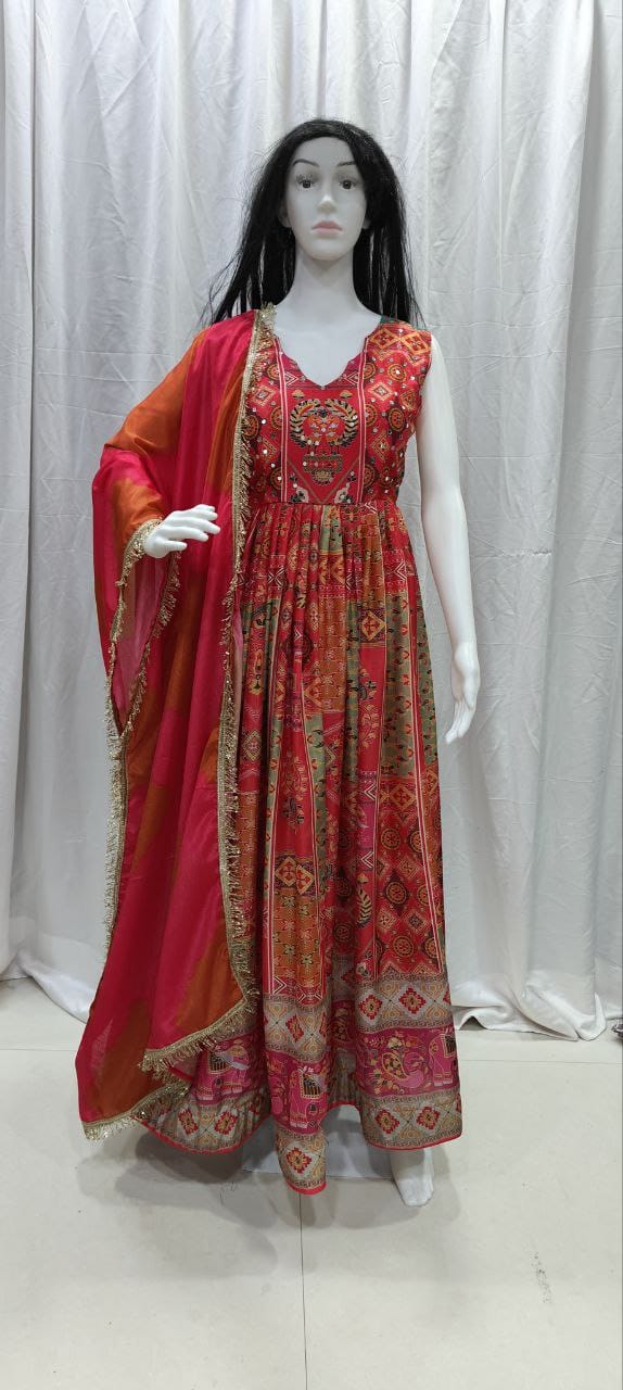 Buy This Exquisite Printed Chinon Wedding Gown Set