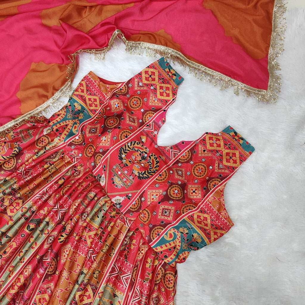Buy This Exquisite Printed Chinon Wedding Gown Set