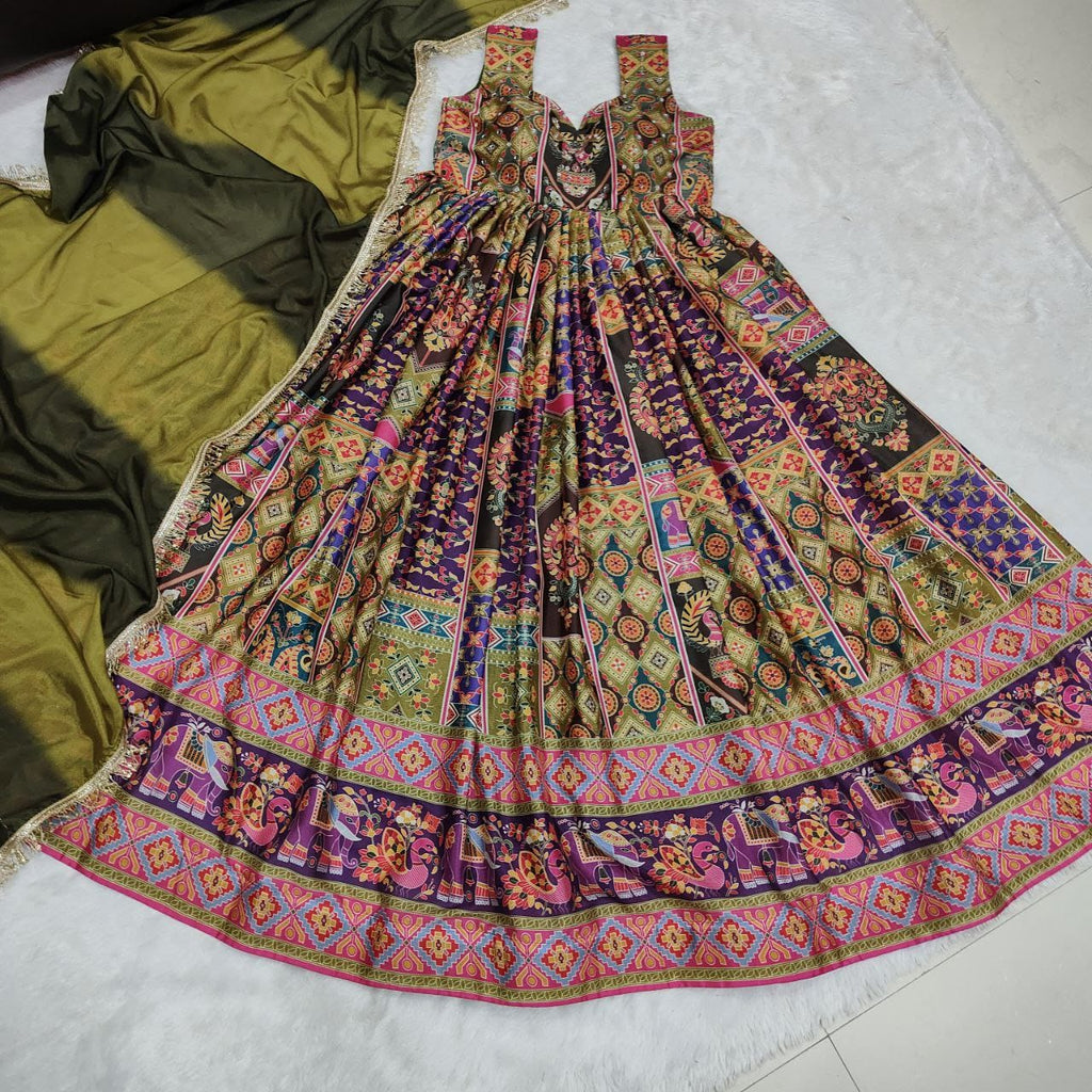 Buy This Exquisite Printed Chinon Wedding Gown Set