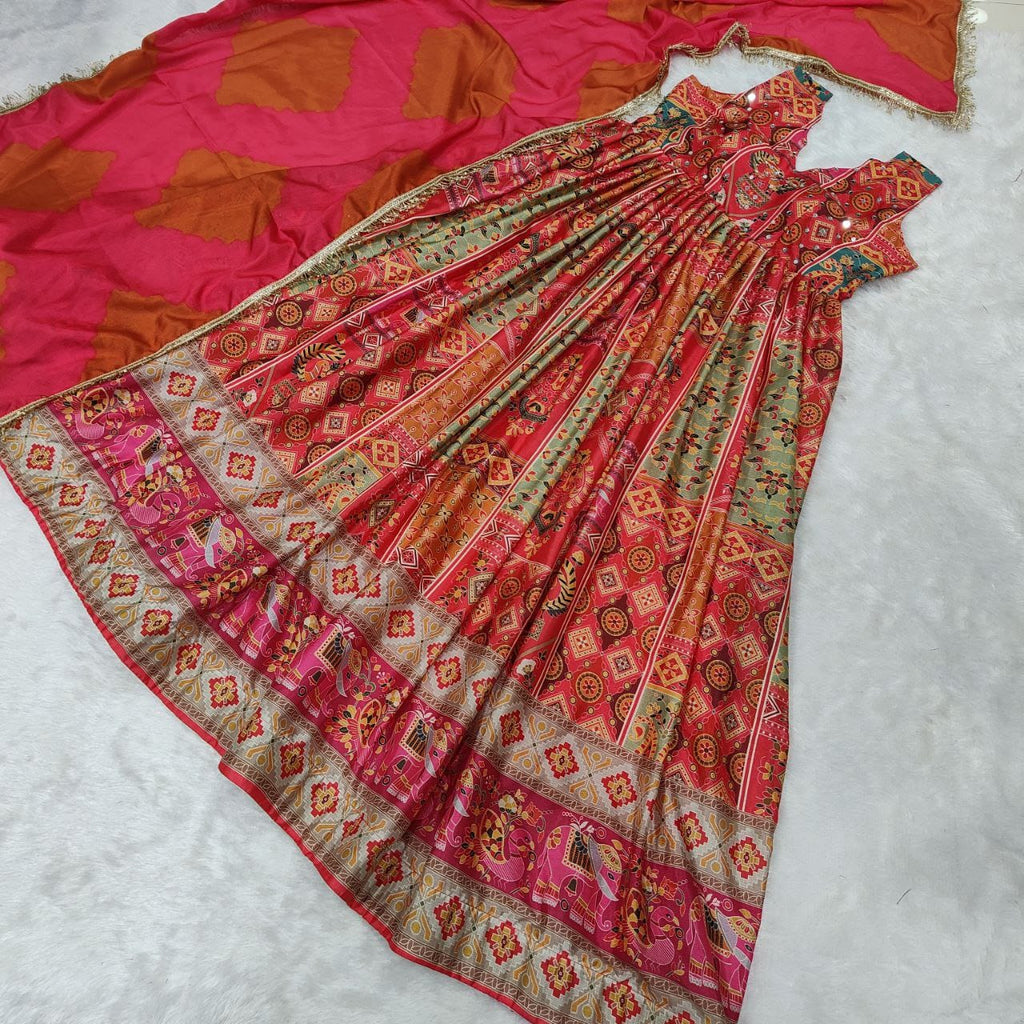 Buy This Exquisite Printed Chinon Wedding Gown Set