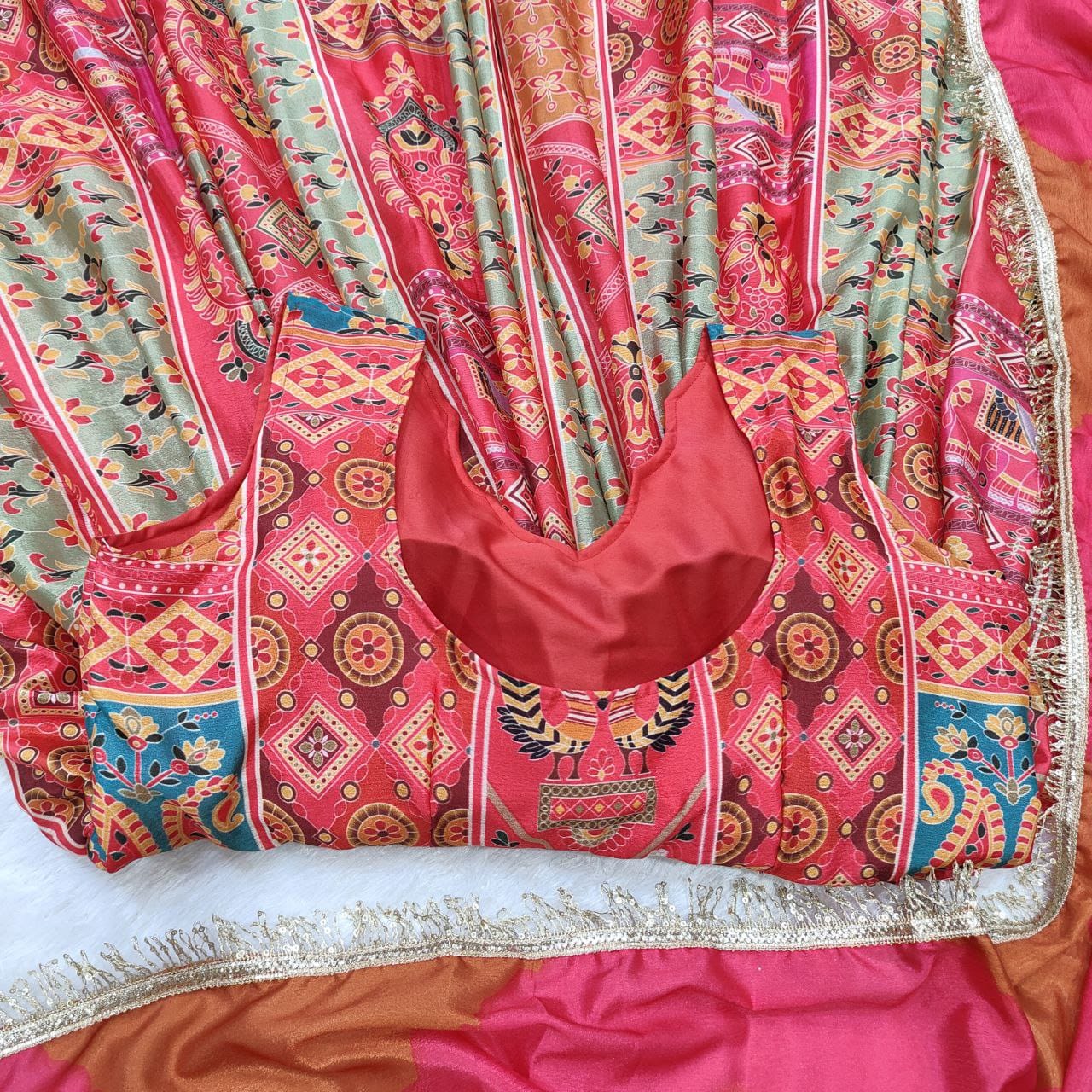 Buy This Exquisite Printed Chinon Wedding Gown Set