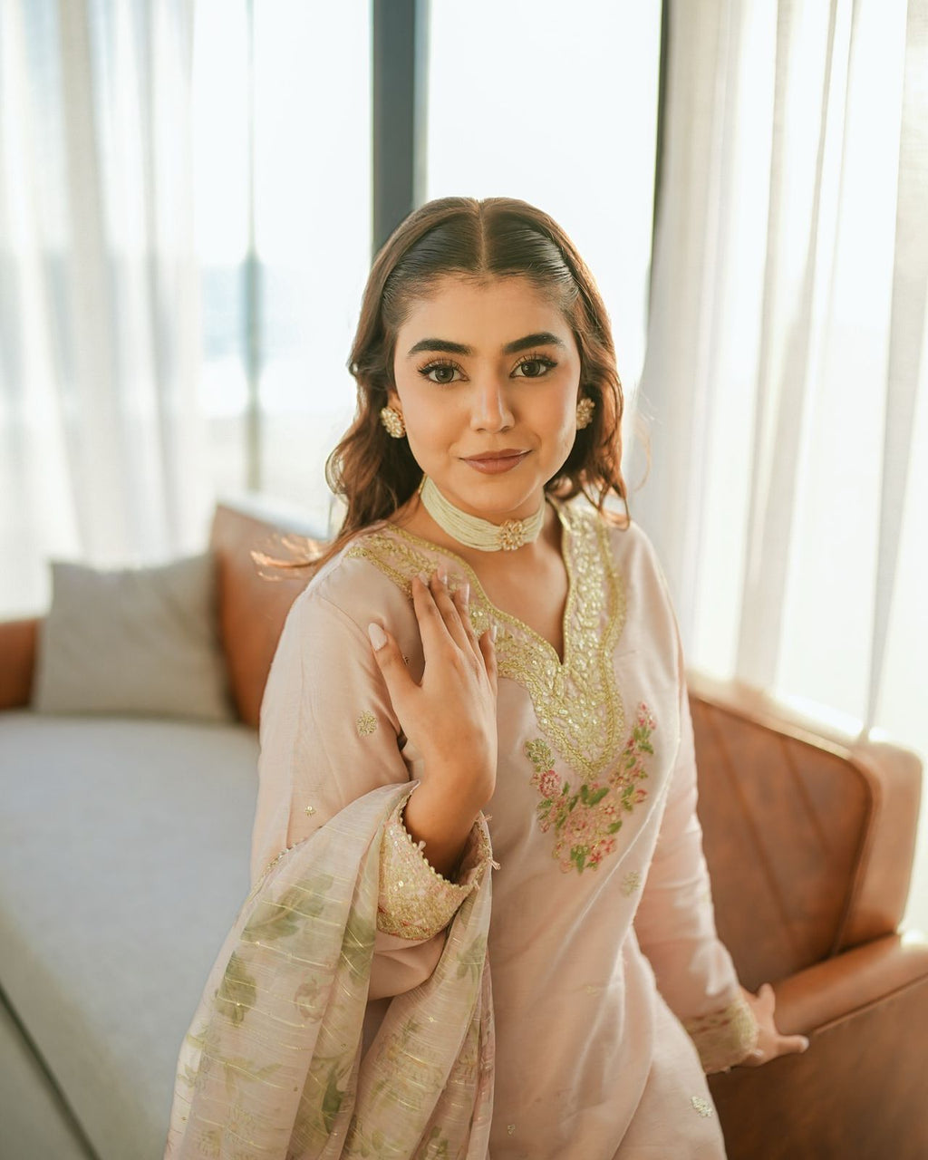 Pakistani-Style Palazzo Salwar Suit Đěsigner Party Wear Look Pure Natural Crepe Silk