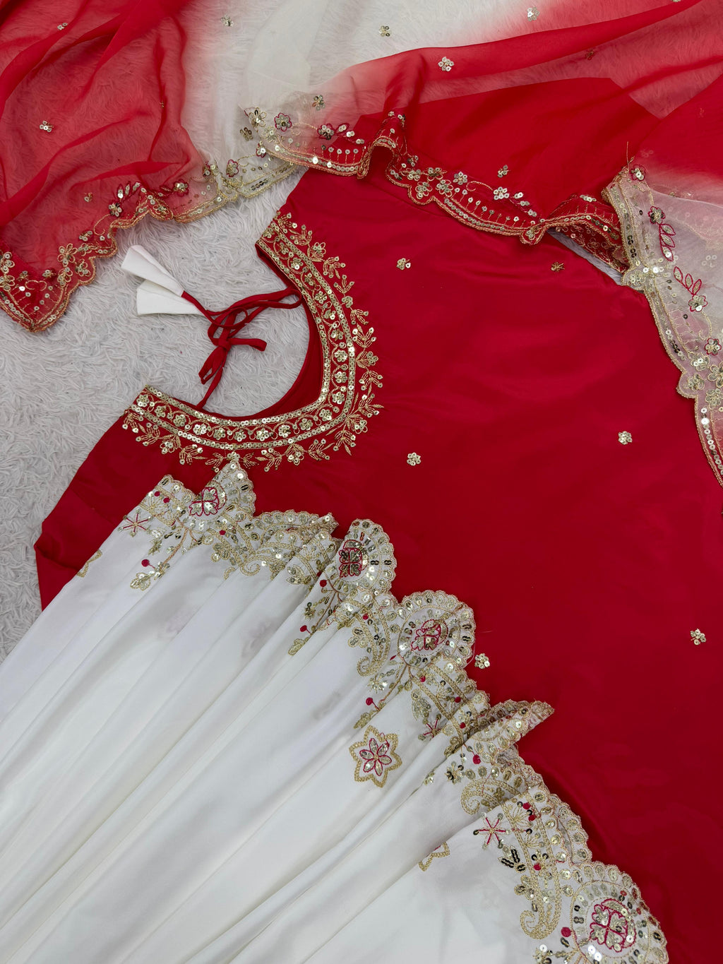 Embroidered Pakistani Sharara Suit with Organza Dupatta"