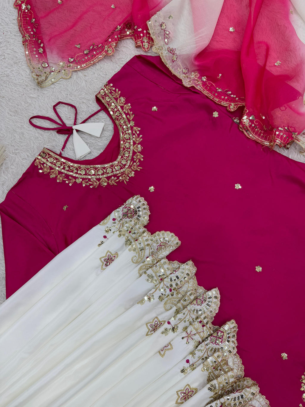 Embroidered Pakistani Sharara Suit with Organza Dupatta"