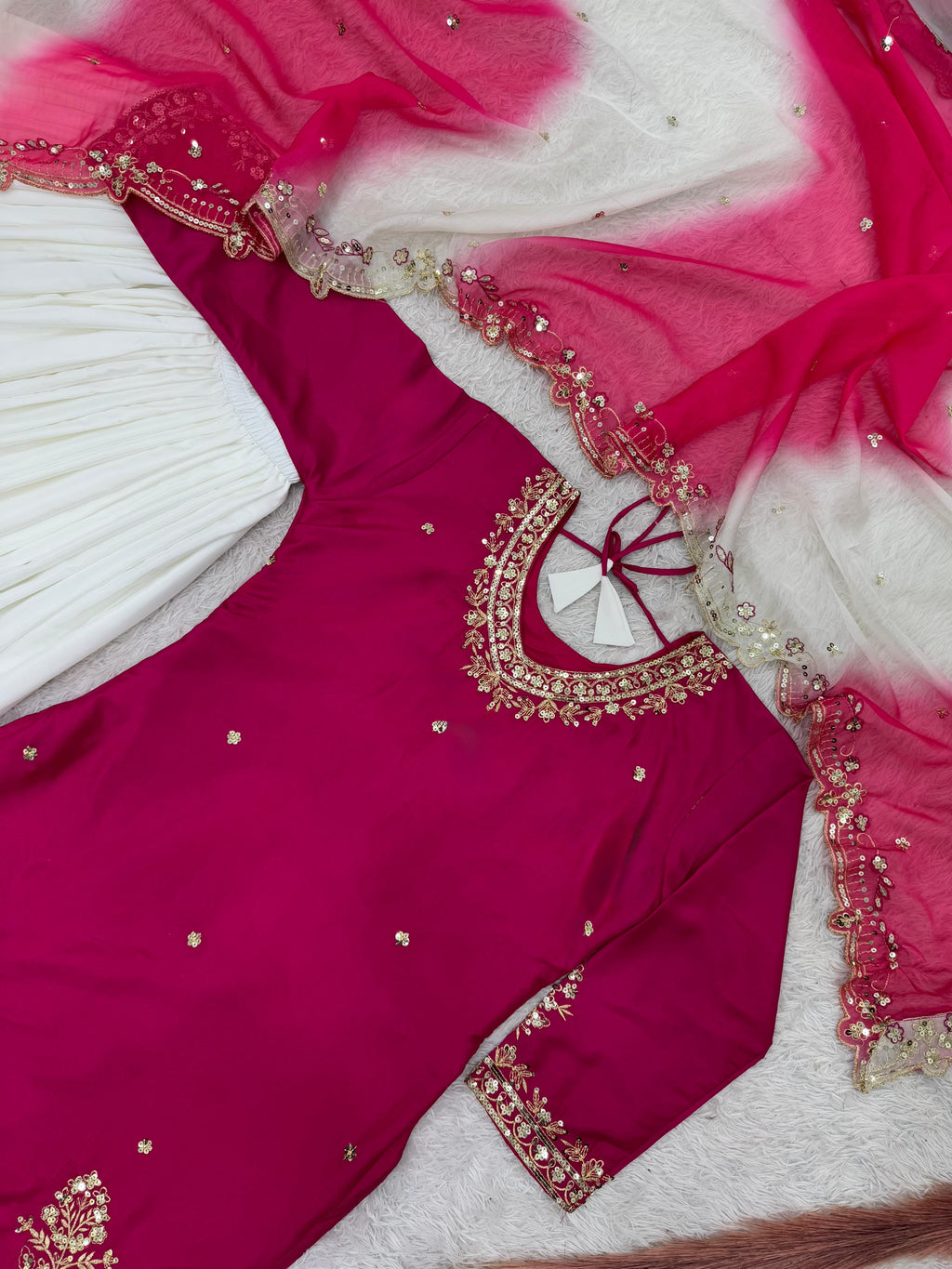 Embroidered Pakistani Sharara Suit with Organza Dupatta"