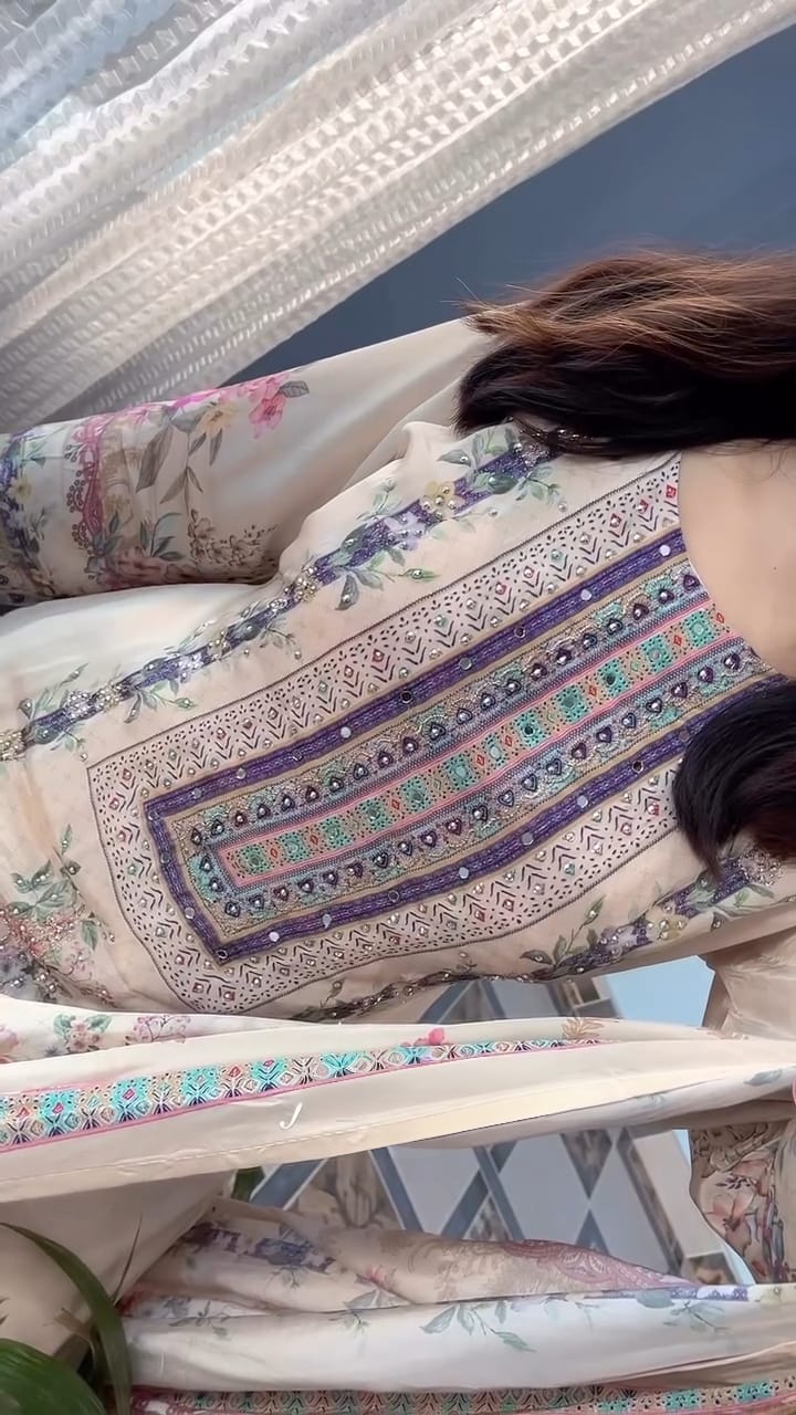 Elegant Floral Muslin Suit Set is Ready For Occasions