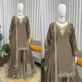 Buy Heavy Natural Crepe Silk 3-piece Readymade Sharara Top Set