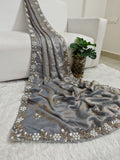 Buy Fandy Satin Silk Fabric Saree With Fancy Handwork (Bids) & Sequence Work With Fancy Bids Work Pallu, Border & Work Blouse