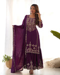 PURE CHINNON SILK FABRIC TOP WITH DUPPTA SET SHARARA READY TO WEAR