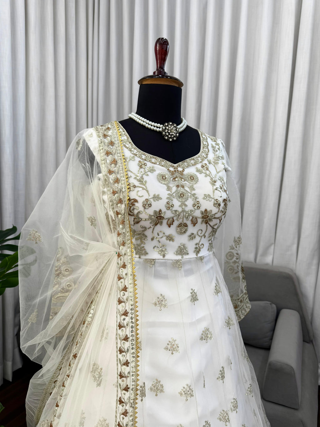 ✨ Designer Gown with Lehngha Set - 🎀 Crafted in Classy Tones with Premium Fabric & Detailing ✨