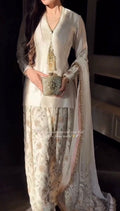 Đěsigner Party Wear Look Pur Glass Satin Top & Farsi Palazzo With Dupatta set