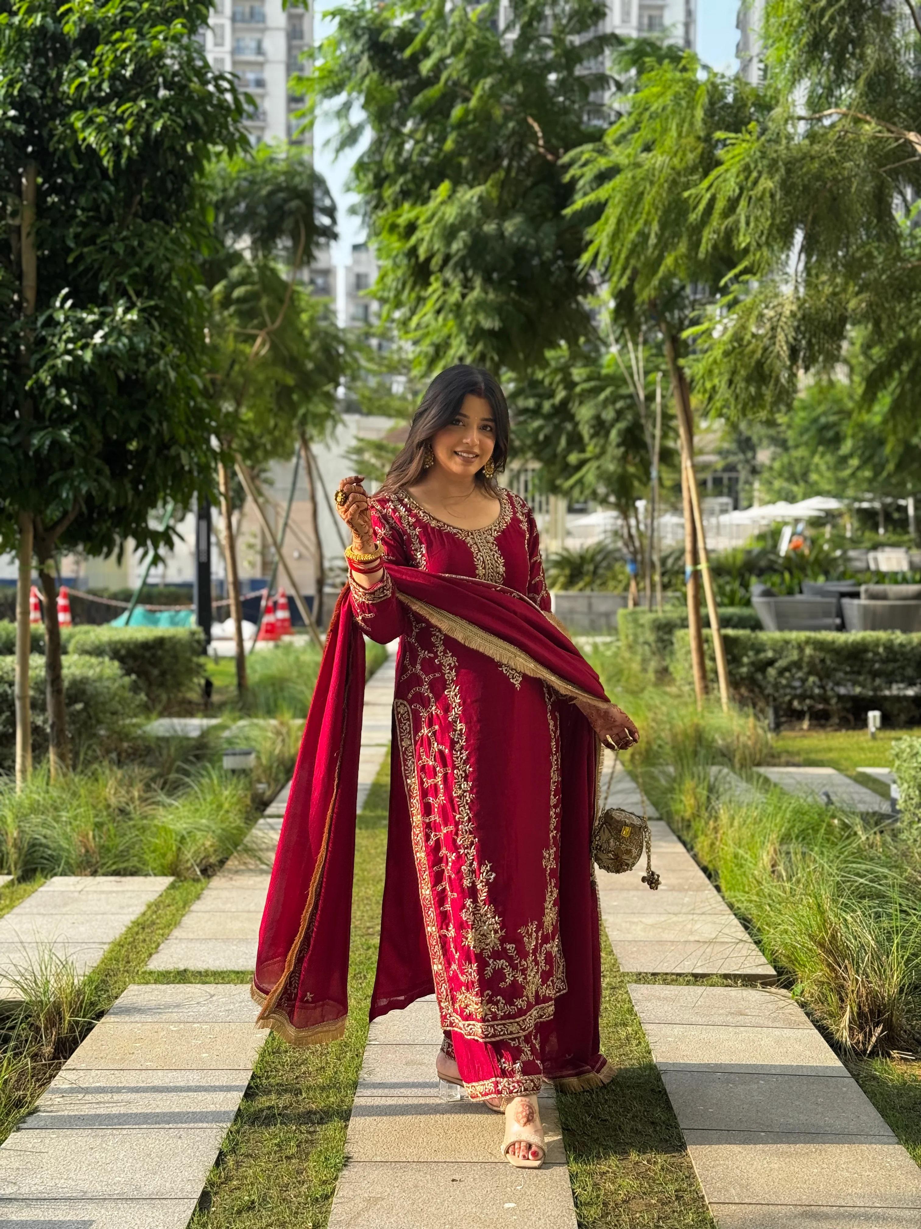 ✨ Designer Palzoo Set - 🎀 Crafted in Classy Tones with Premium Fabric & Detailing