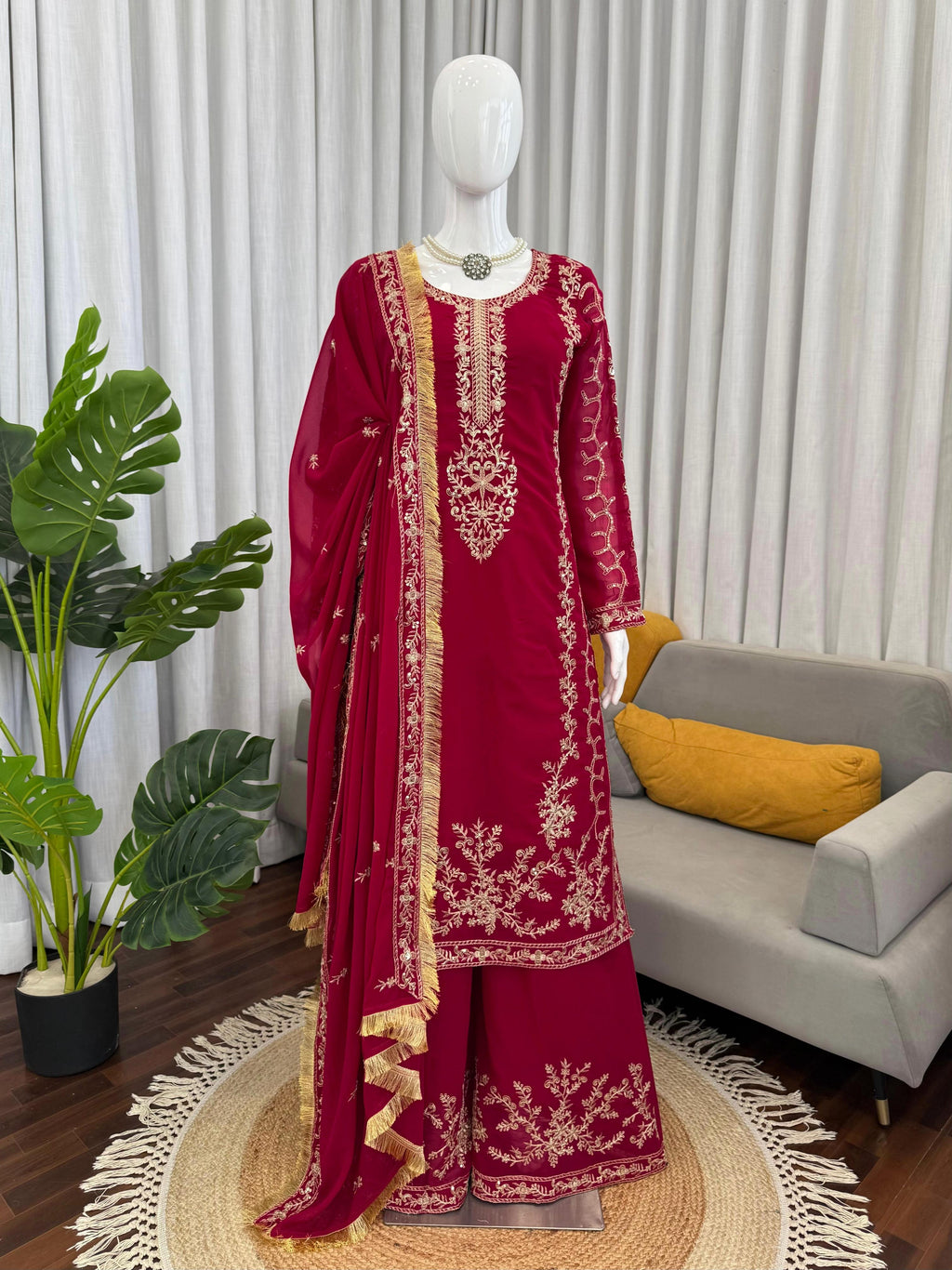 ✨ Designer Palzoo Set - 🎀 Crafted in Classy Tones with Premium Fabric & Detailing