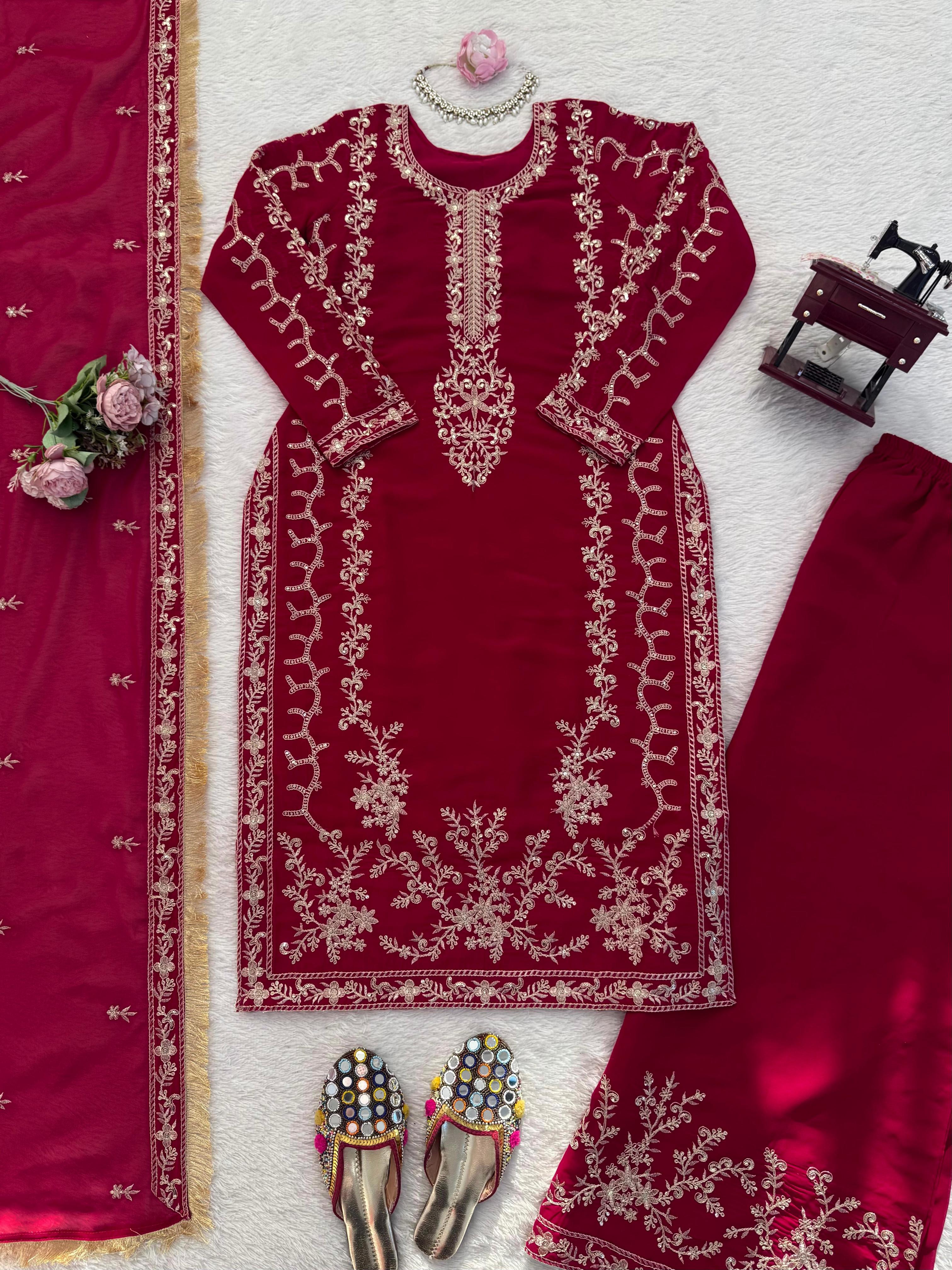 ✨ Designer Palzoo Set - 🎀 Crafted in Classy Tones with Premium Fabric & Detailing