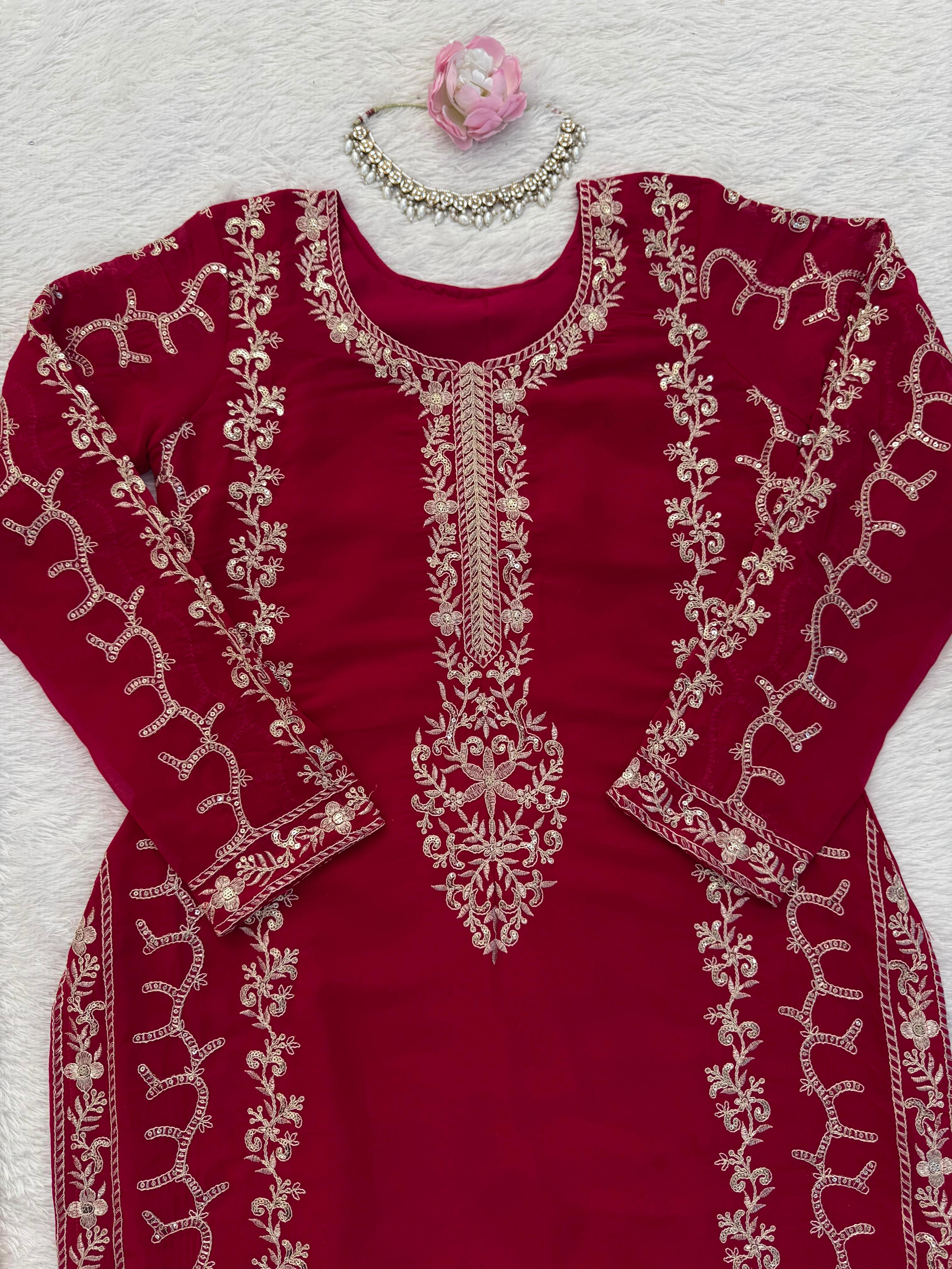 ✨ Designer Palzoo Set - 🎀 Crafted in Classy Tones with Premium Fabric & Detailing