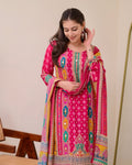 TOP WITH PRINTED WORK WITH MIROR WORK WITH PLAZZO AND DUPATTA