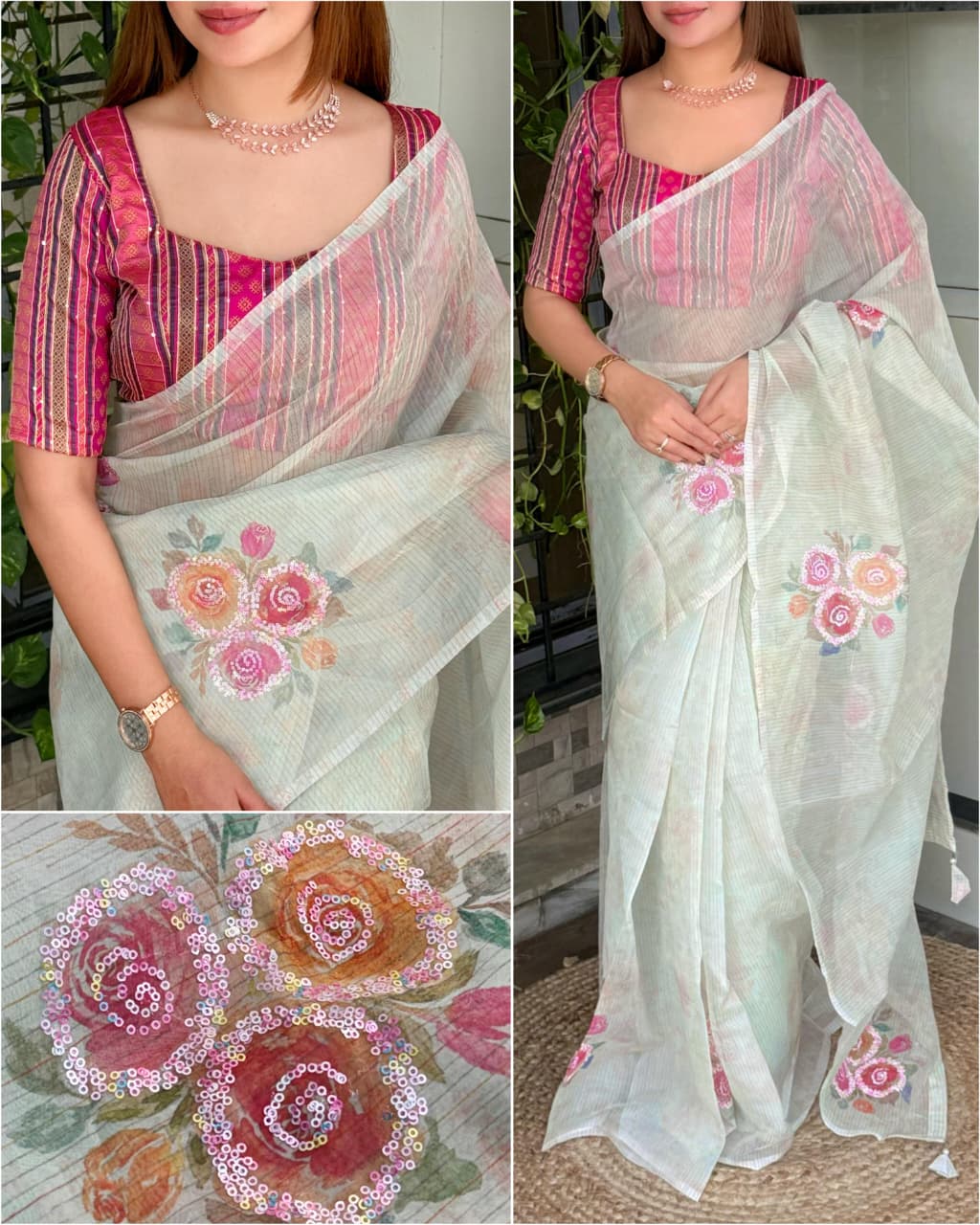 Softest organza printed saree