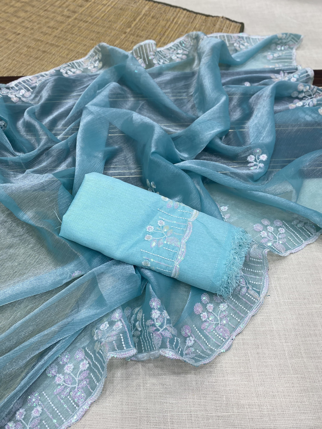 Pure soft heavy Burberry Chiffon silk sarees