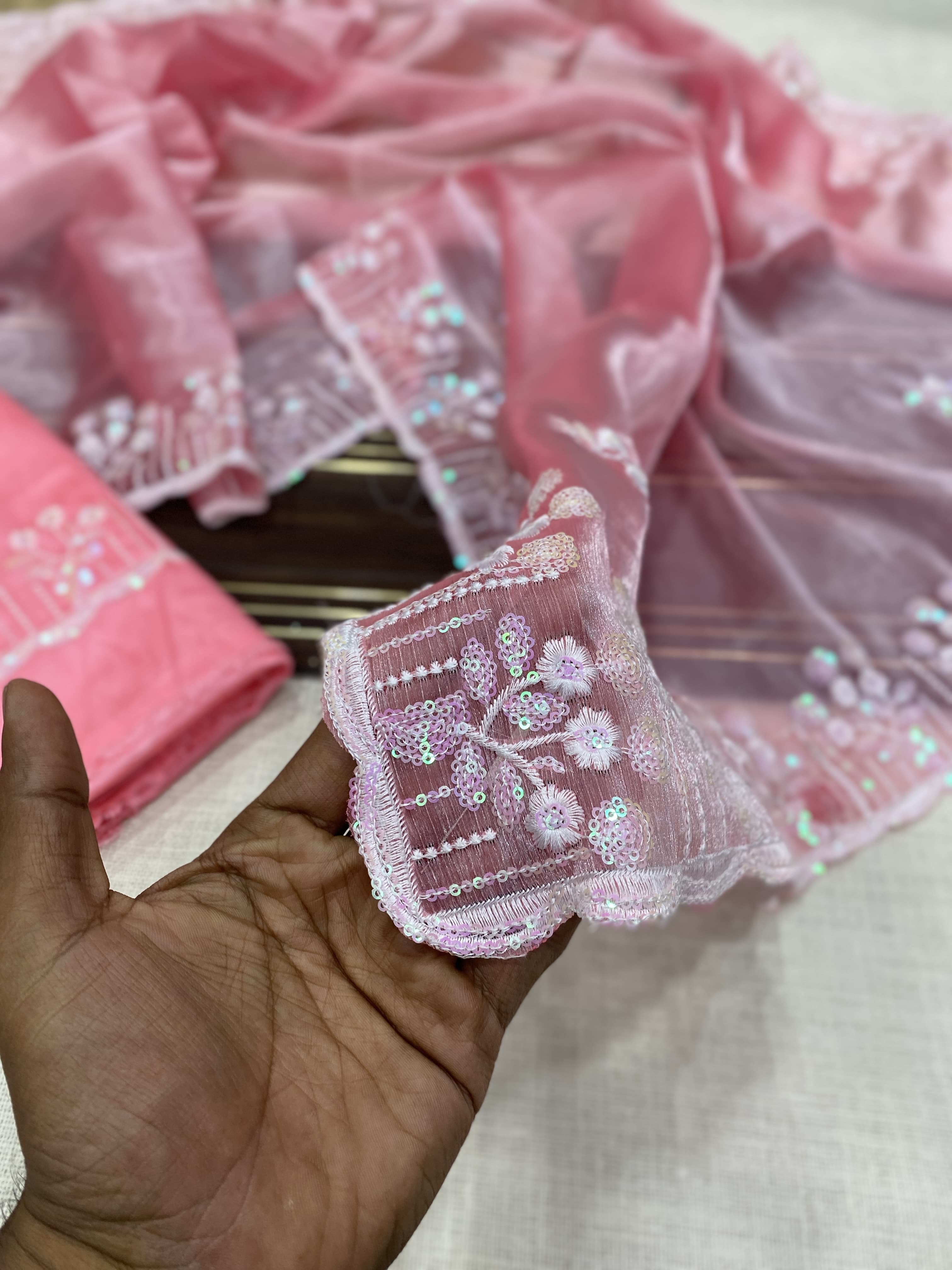 Pure soft heavy Burberry Chiffon silk sarees