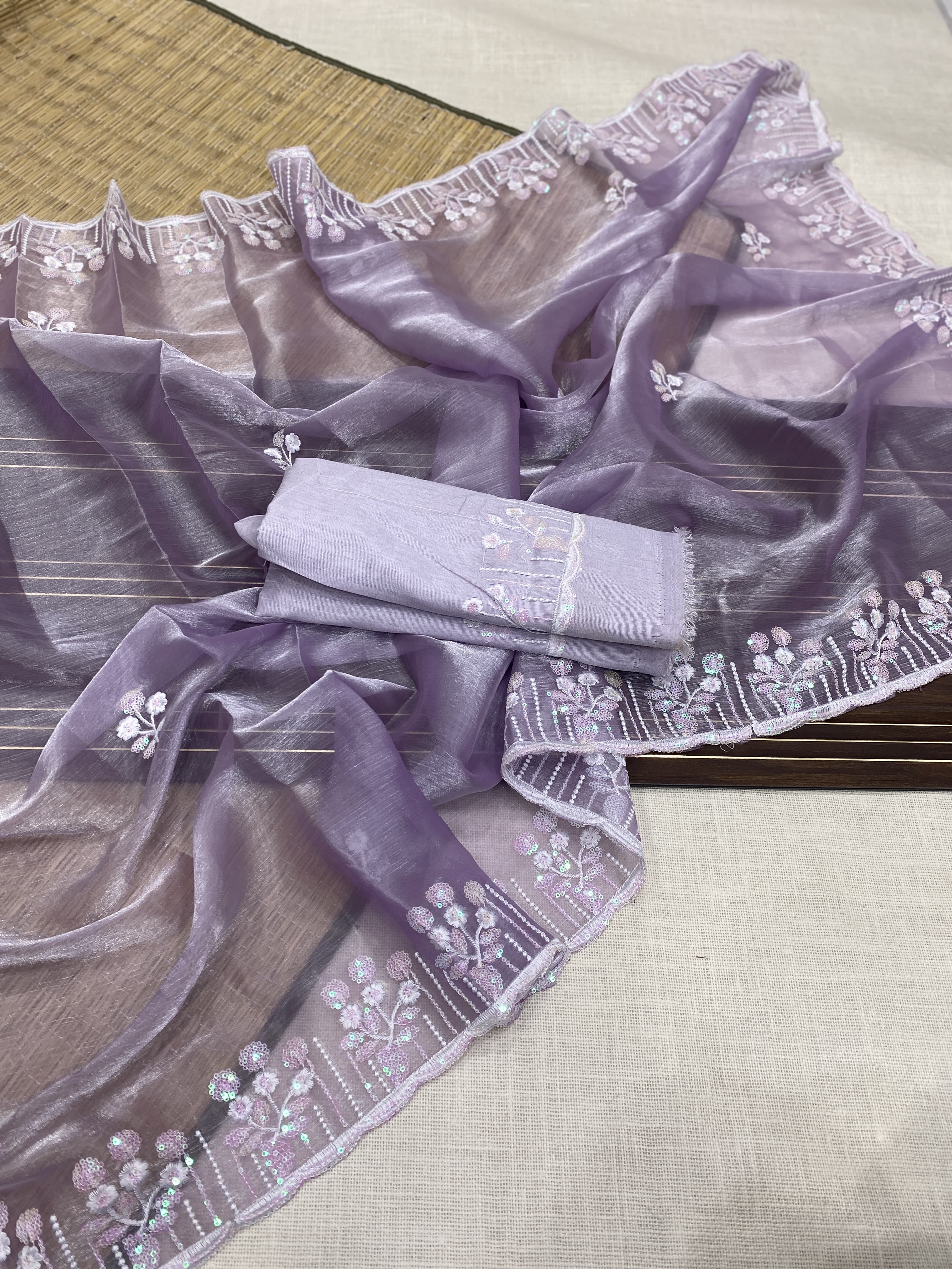 Pure soft heavy Burberry Chiffon silk sarees