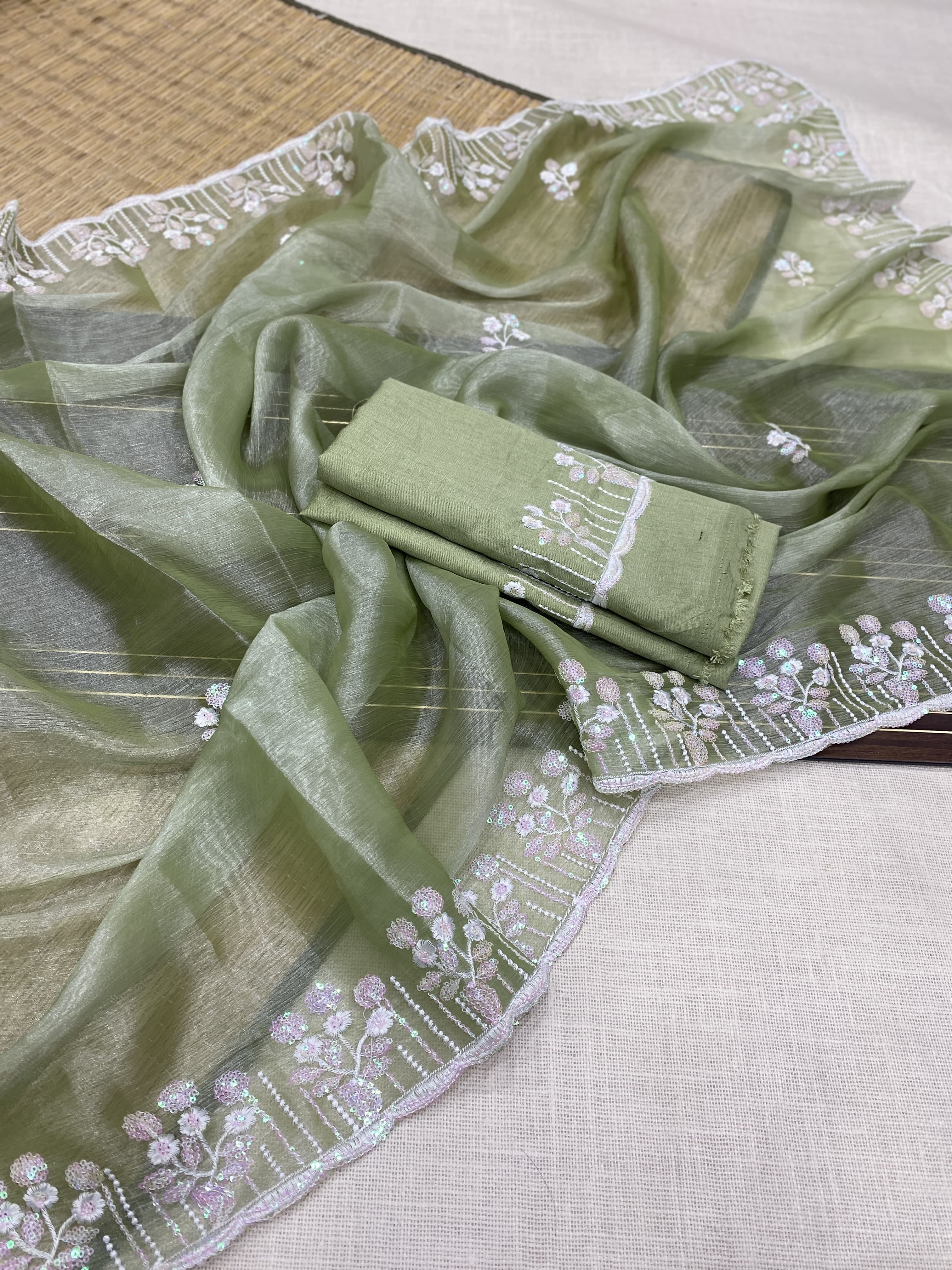 Pure soft heavy Burberry Chiffon silk sarees