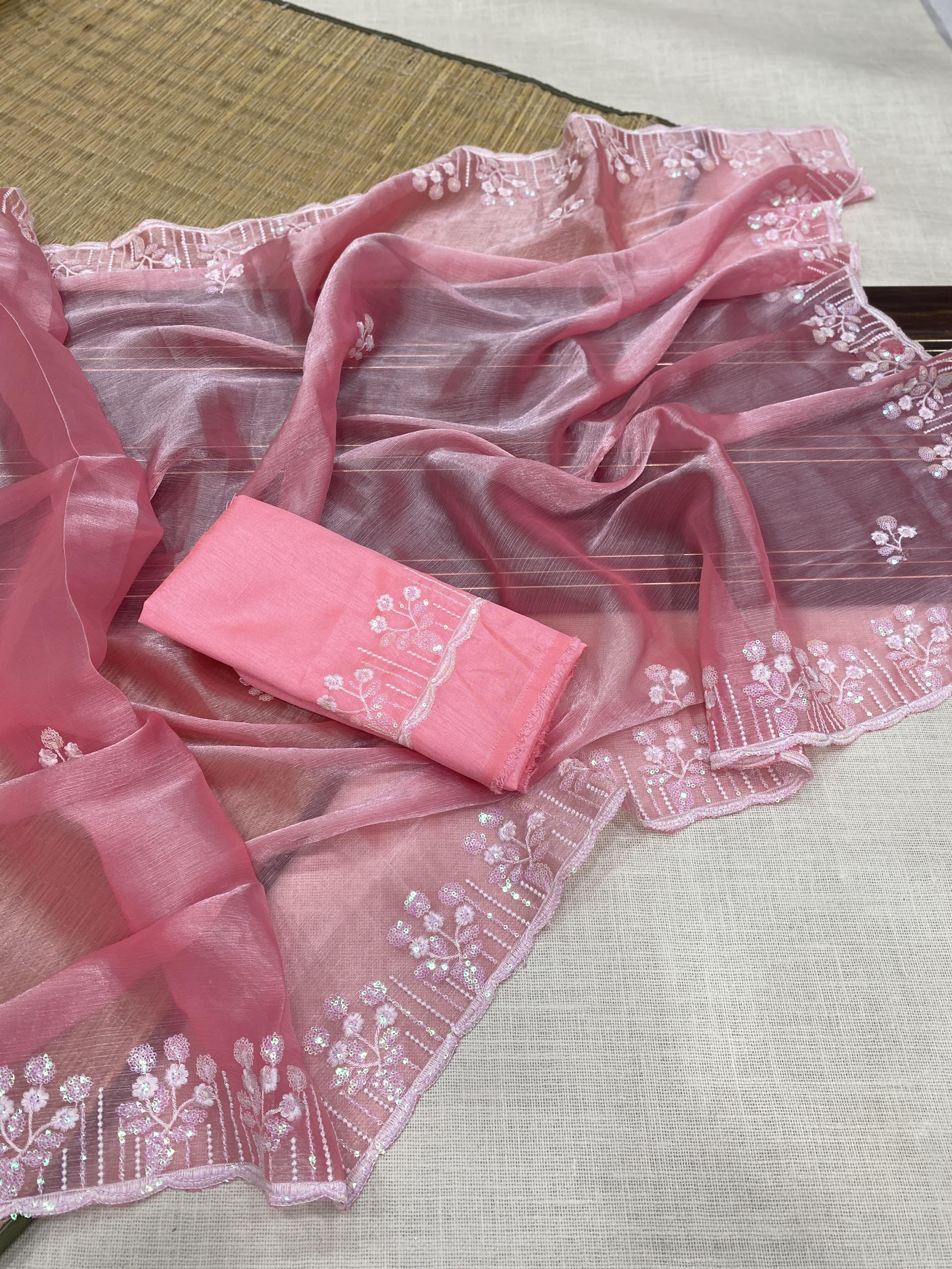 Pure soft heavy Burberry Chiffon silk sarees