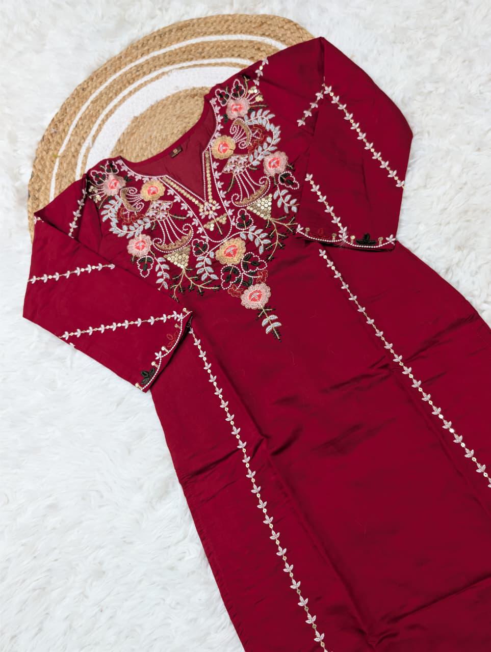 WOMEN'S PURE VISCOSE CHANDERI SILK KURTA SETS