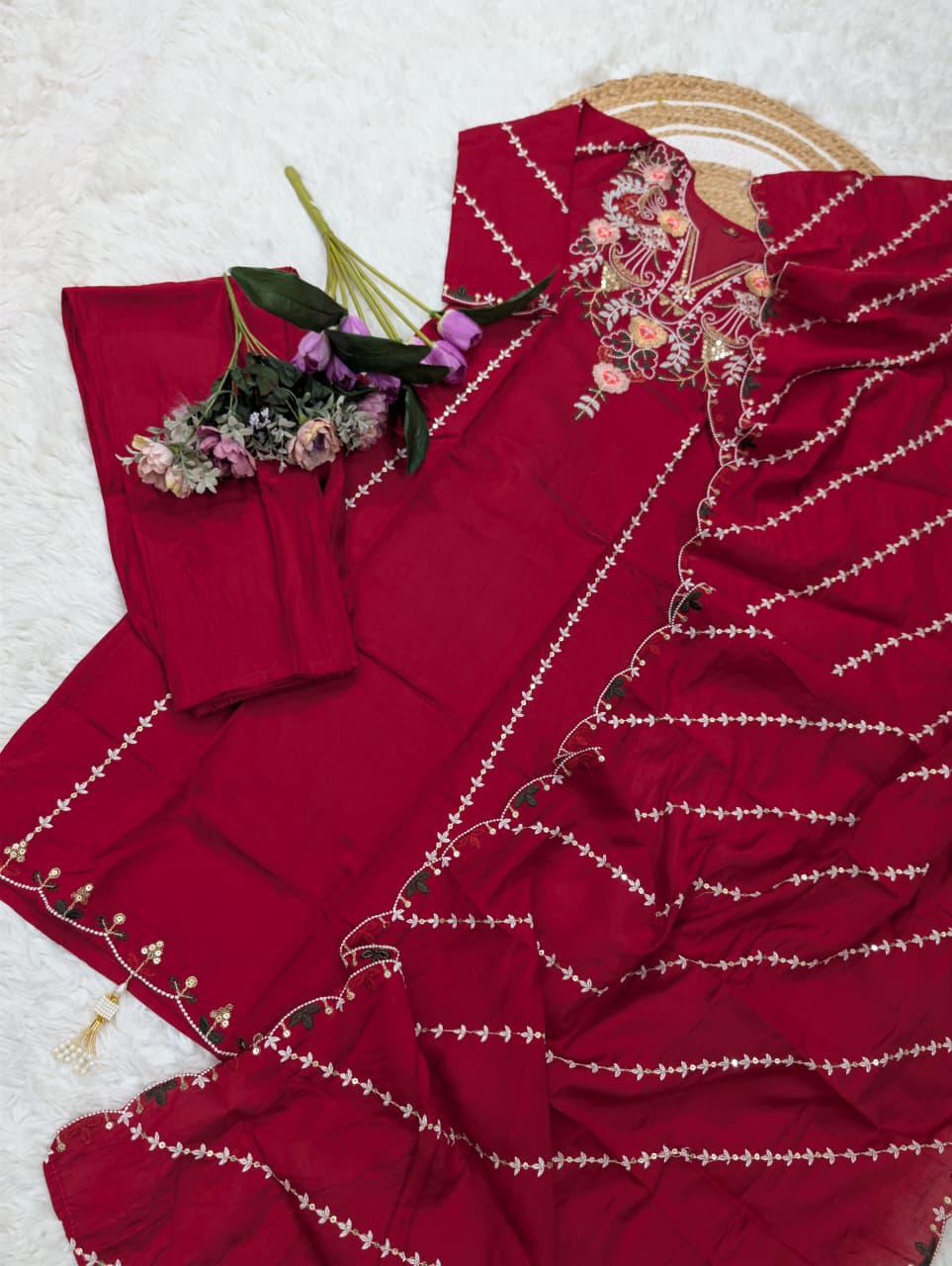 WOMEN'S PURE VISCOSE CHANDERI SILK KURTA SETS