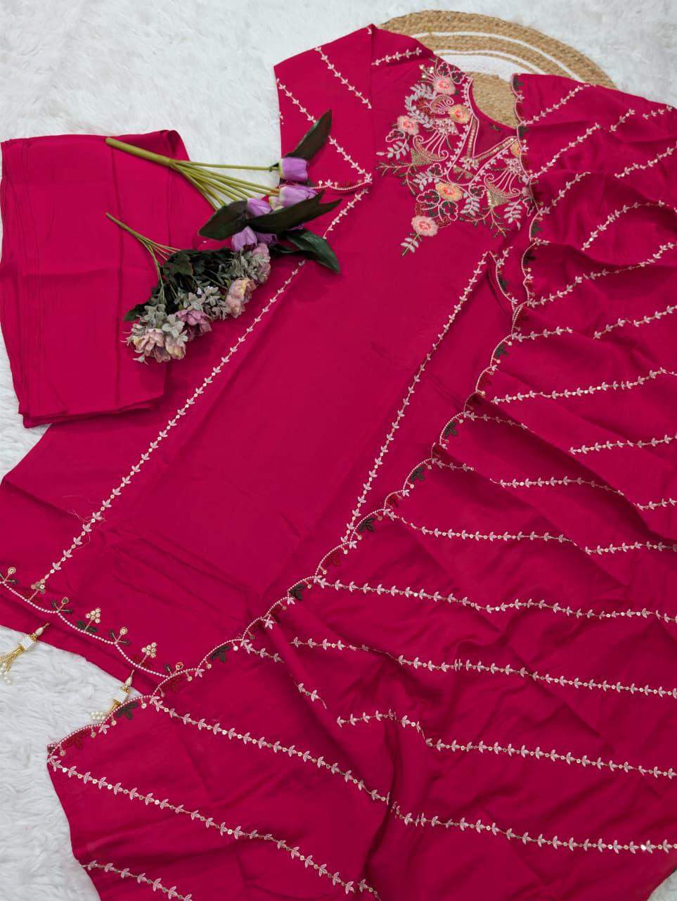 WOMEN'S PURE VISCOSE CHANDERI SILK KURTA SETS