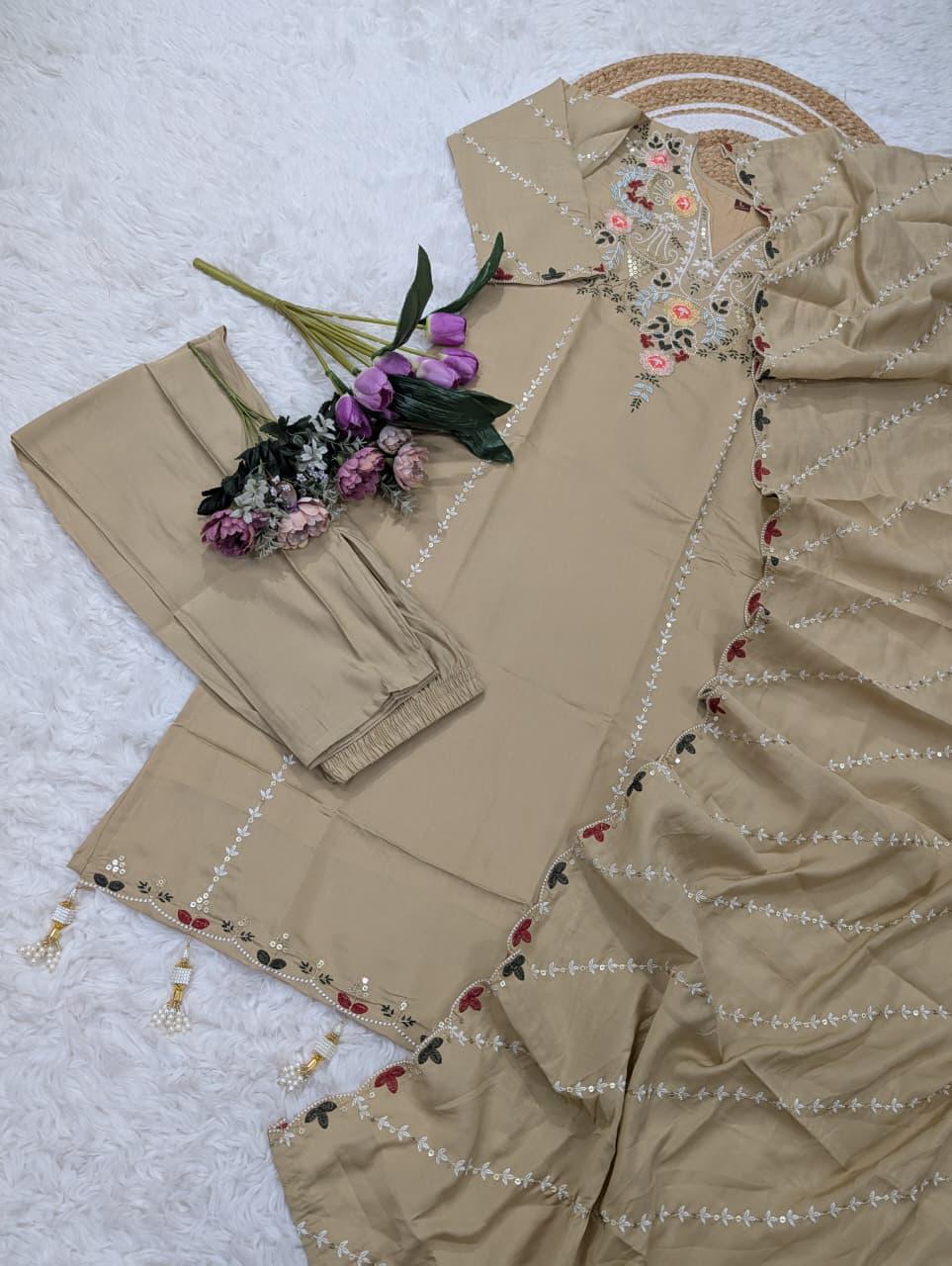 WOMEN'S PURE VISCOSE CHANDERI SILK KURTA SETS